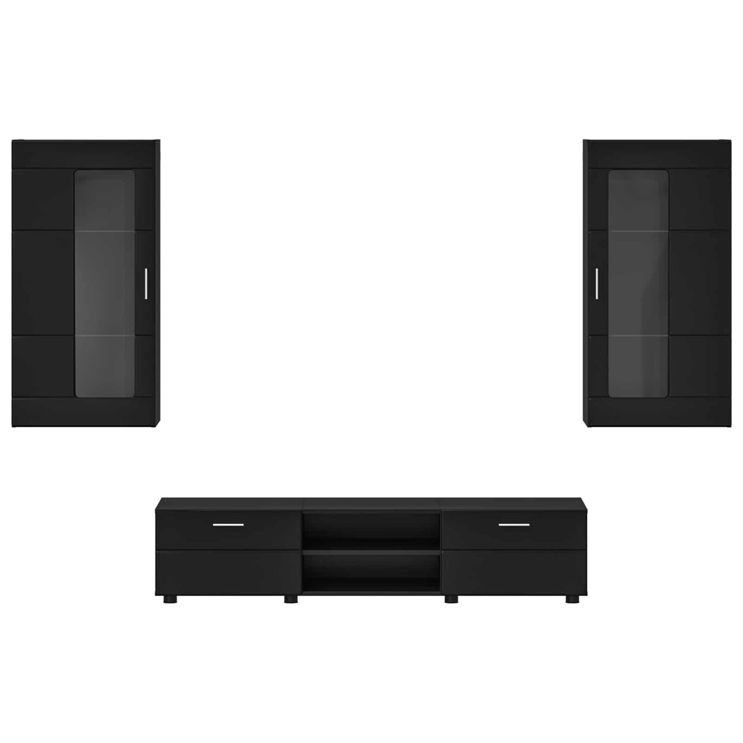 Tv-meubelset met lade met plank FLORIN 3 pcs Zwart Bewerkt hout is nu te koop bij PeponiXL, paradijselijk wonen!