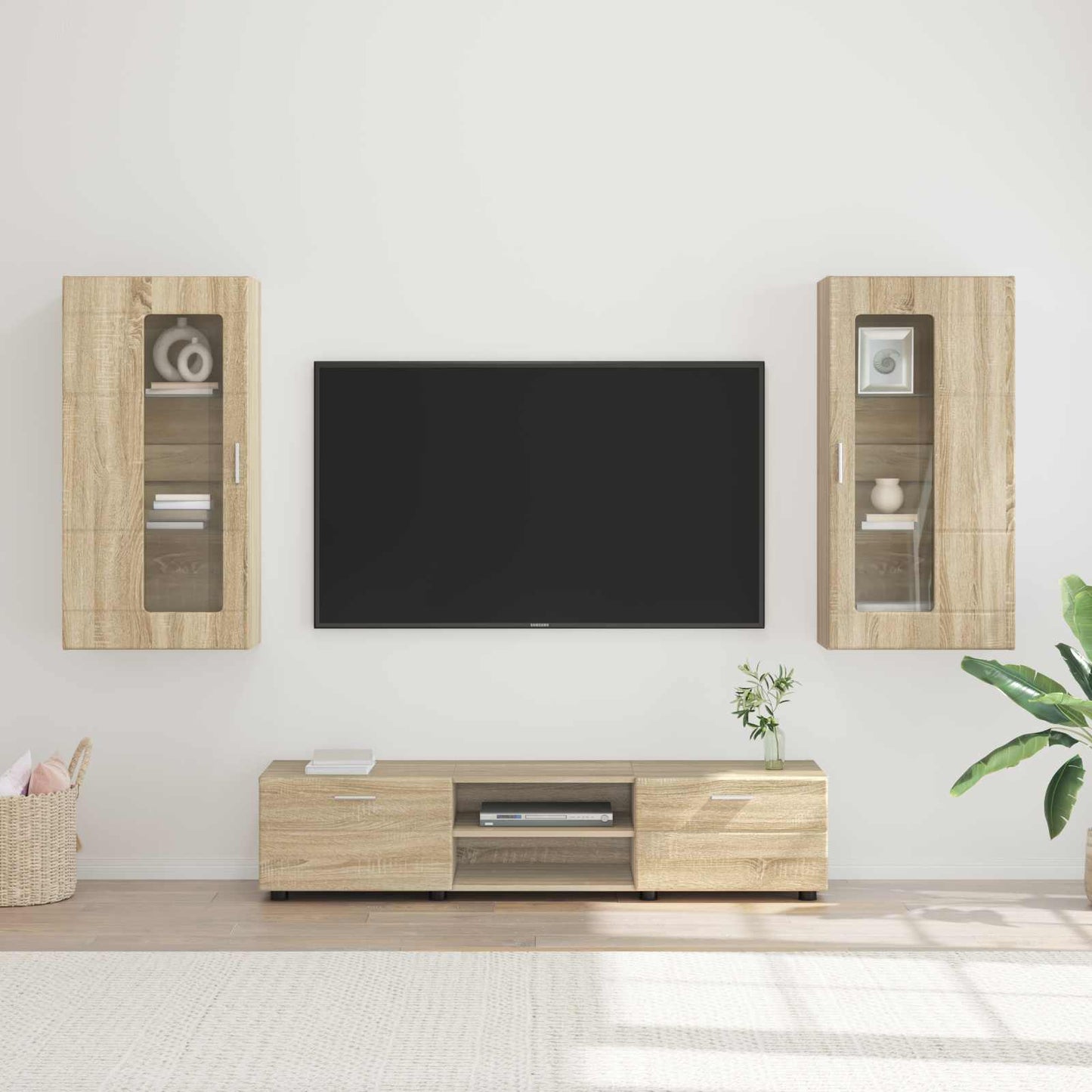 Tv-meubelset met lade FLORIN 3 pcs Sonoma Eiken Bewerkt hout is nu te koop bij PeponiXL, paradijselijk wonen!