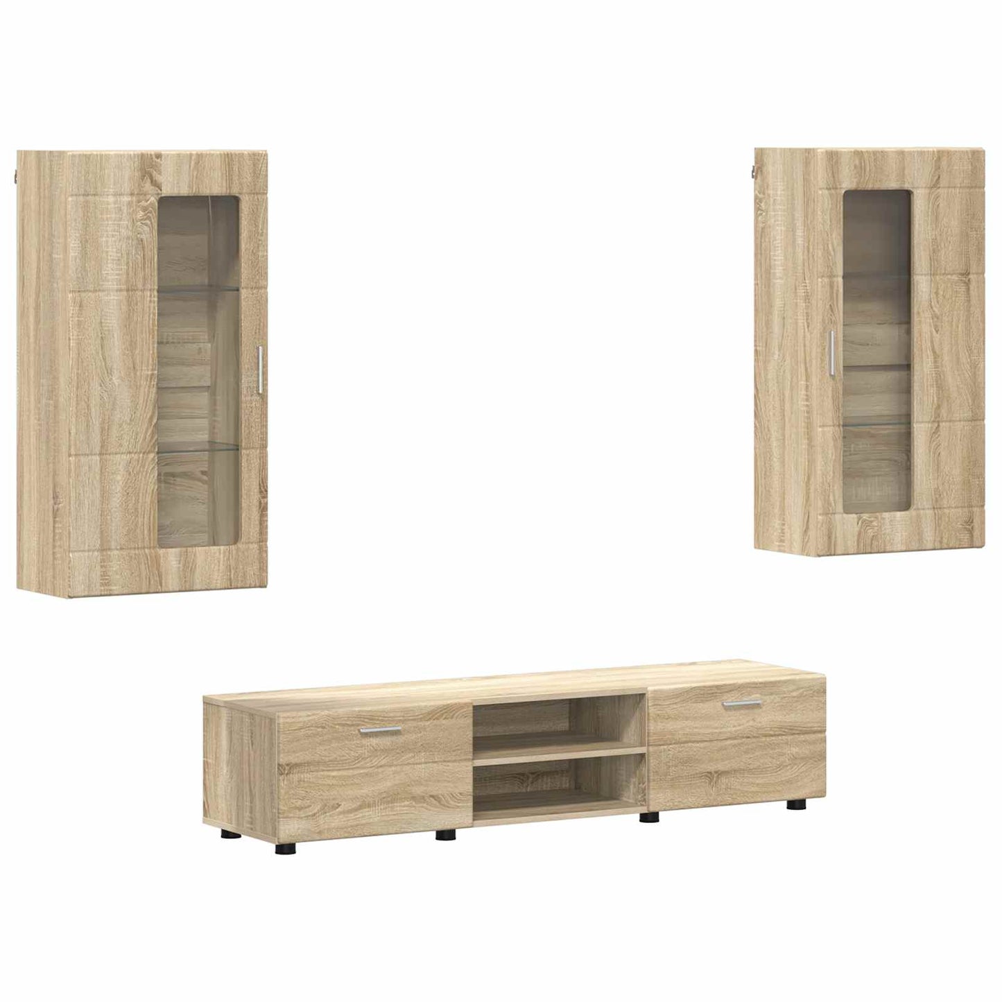 Tv-meubelset met lade FLORIN 3 pcs Sonoma Eiken Bewerkt hout is nu te koop bij PeponiXL, paradijselijk wonen!