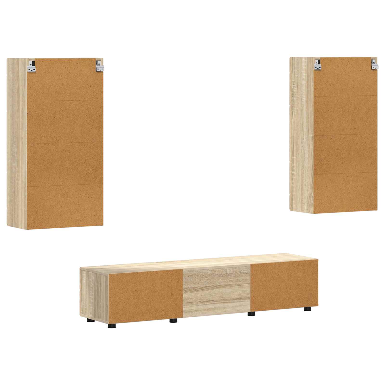 Tv-meubelset met lade FLORIN 3 pcs Sonoma Eiken Bewerkt hout is nu te koop bij PeponiXL, paradijselijk wonen!