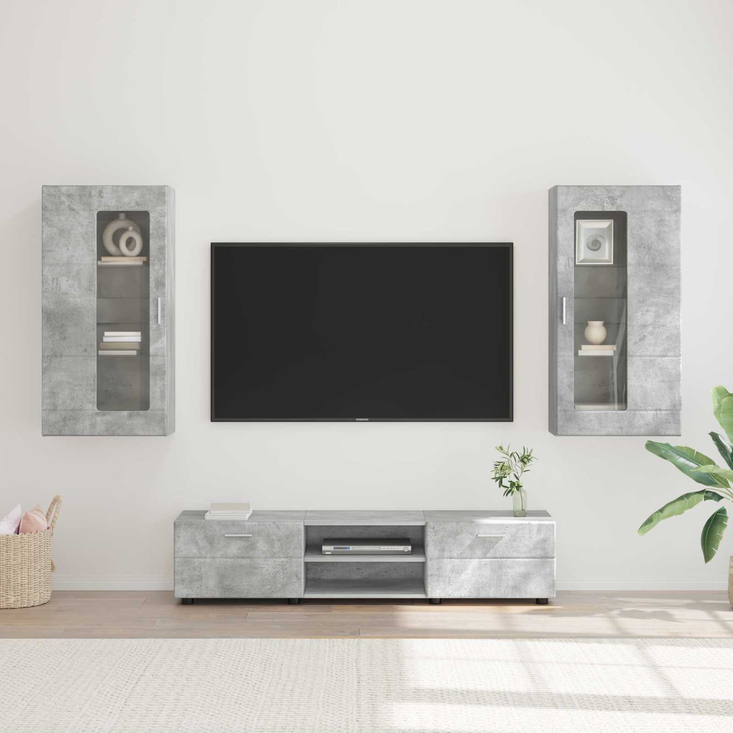 Tv-meubelset met lade FLORIN 3 pcs Beton Grijs Bewerkt hout is nu te koop bij PeponiXL, paradijselijk wonen!