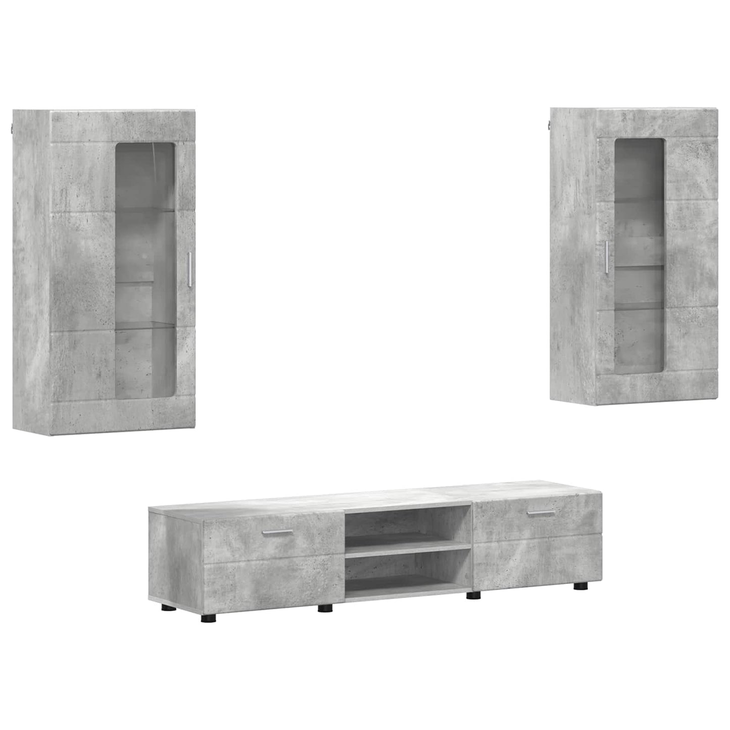 Tv-meubelset met lade FLORIN 3 pcs Beton Grijs Bewerkt hout is nu te koop bij PeponiXL, paradijselijk wonen!