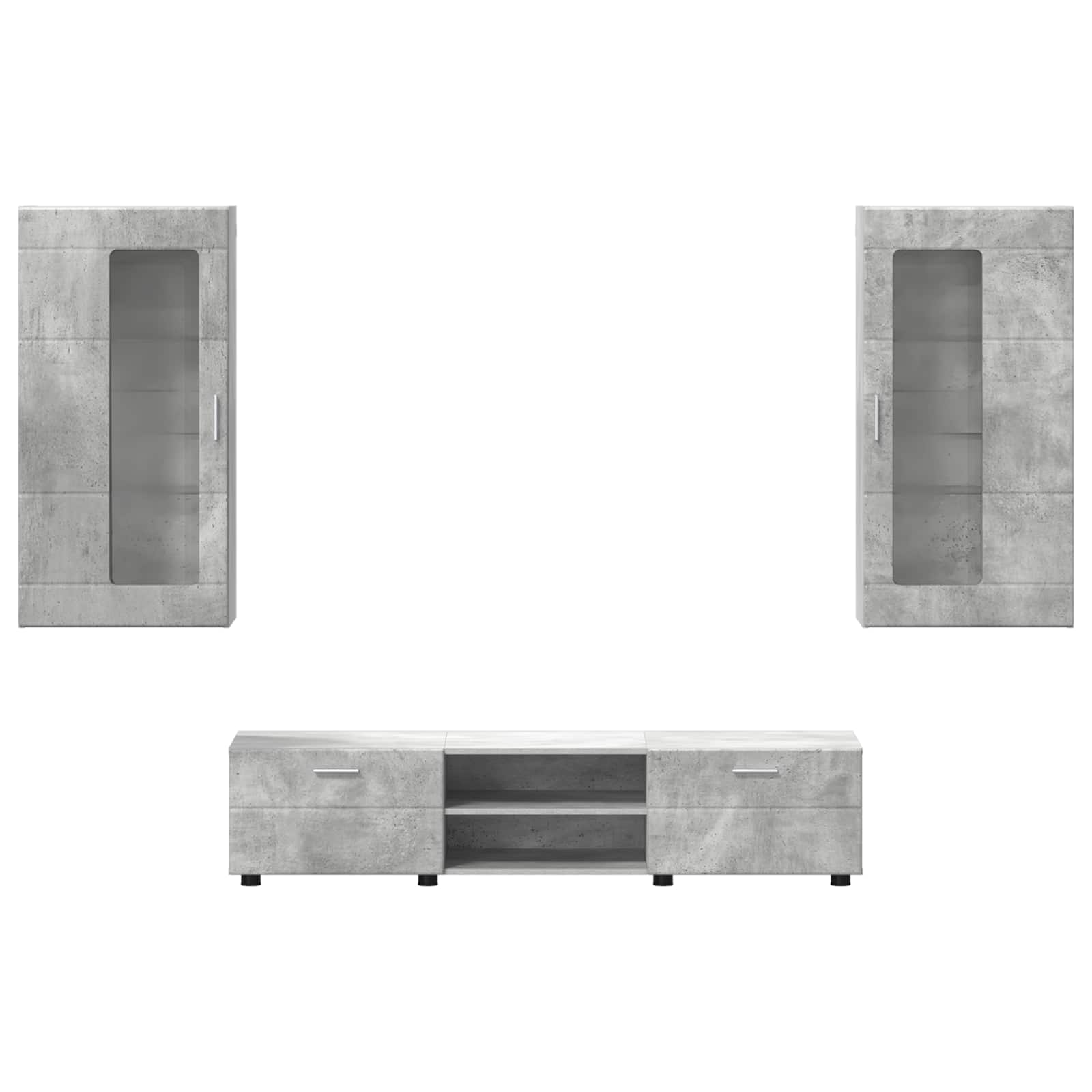 Tv-meubelset met lade FLORIN 3 pcs Beton Grijs Bewerkt hout is nu te koop bij PeponiXL, paradijselijk wonen!