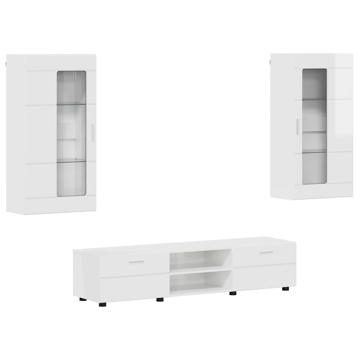 Tv-meubelset met lade FLORIN 3 pcs Hoogglans wit Bewerkt hout is nu te koop bij PeponiXL, paradijselijk wonen!