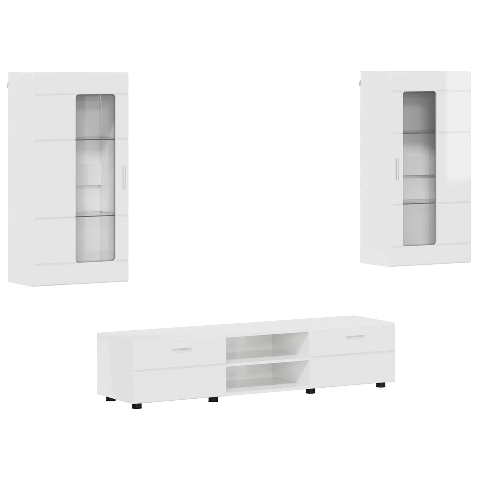 Tv-meubelset met lade FLORIN 3 pcs Hoogglans wit Bewerkt hout is nu te koop bij PeponiXL, paradijselijk wonen!