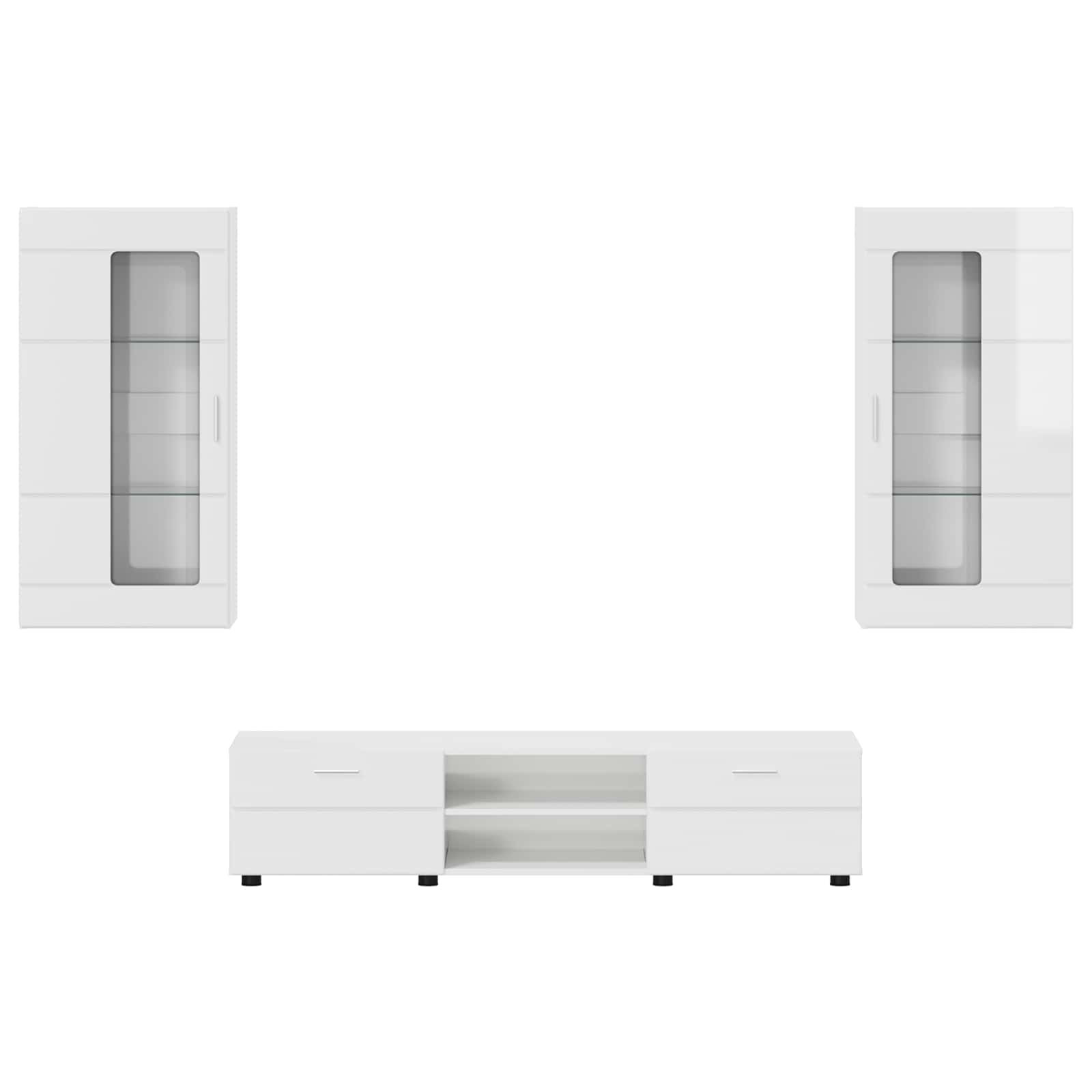 Tv-meubelset met lade FLORIN 3 pcs Hoogglans wit Bewerkt hout is nu te koop bij PeponiXL, paradijselijk wonen!