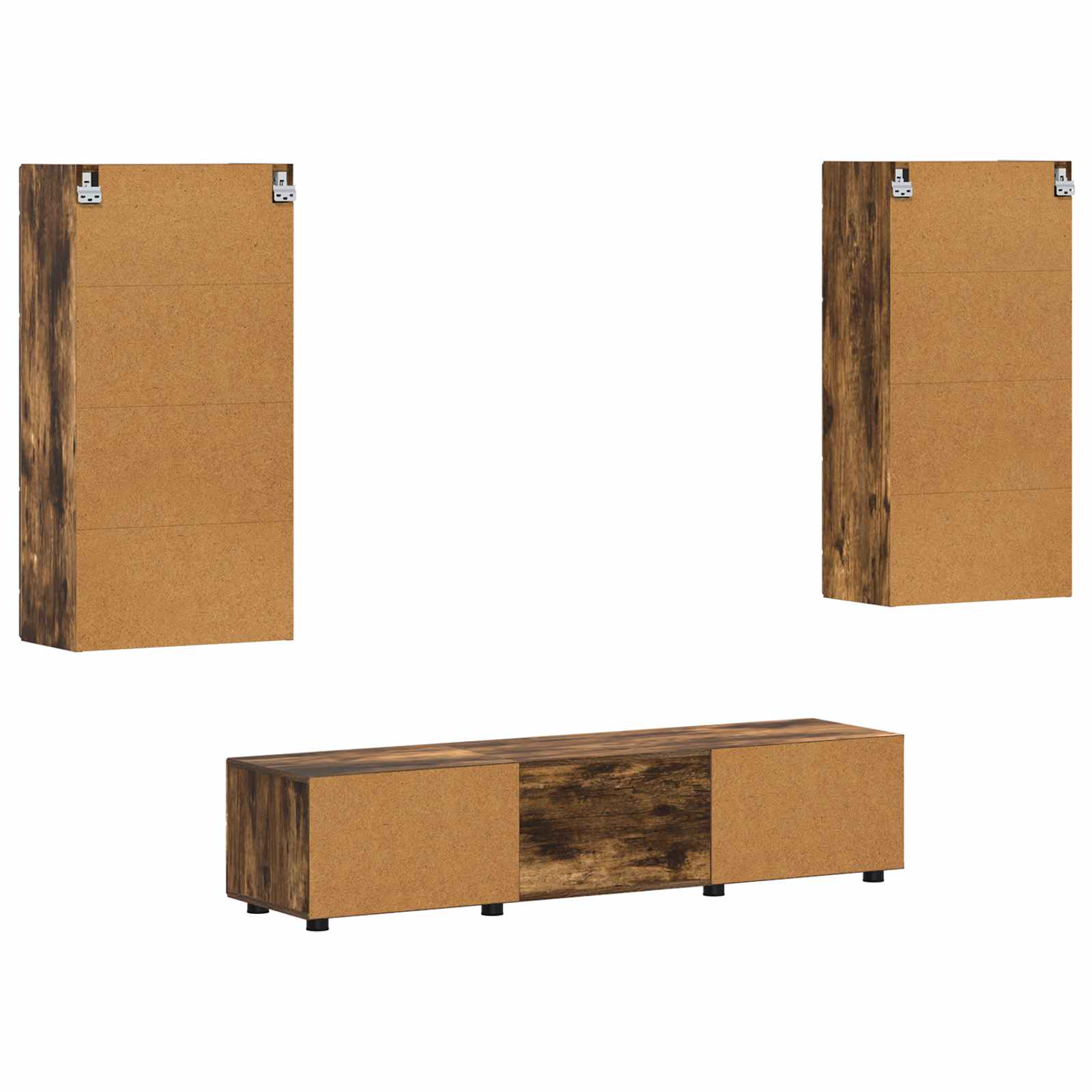 Tv-meubelset met lade FLORIN 3 pcs Gerookt eiken Bewerkt hout is nu te koop bij PeponiXL, paradijselijk wonen!