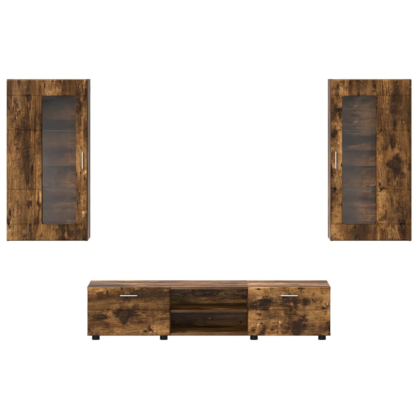 Tv-meubelset met lade FLORIN 3 pcs Gerookt eiken Bewerkt hout is nu te koop bij PeponiXL, paradijselijk wonen!