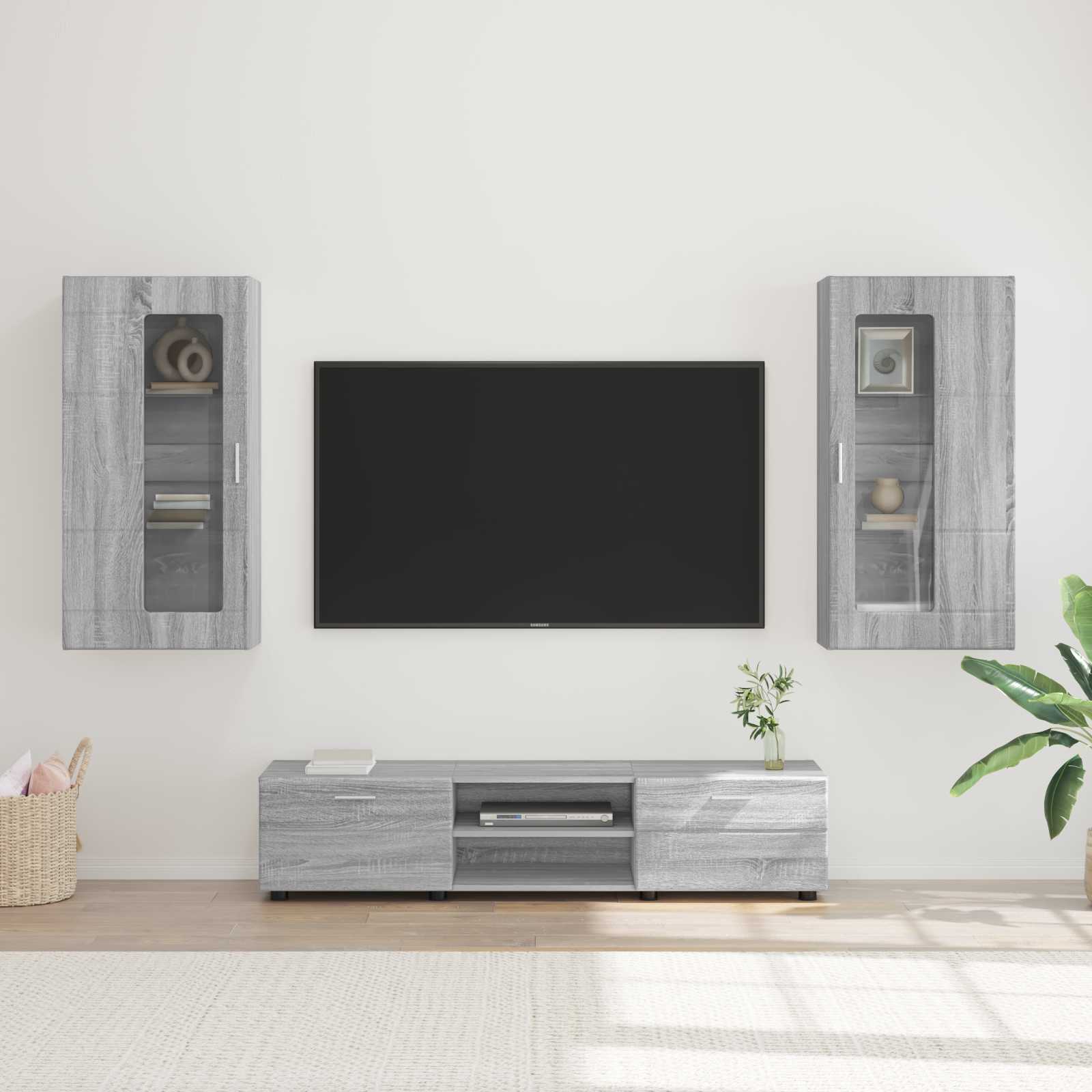 Tv-meubelset met lade FLORIN 3 pcs Grijs Sonoma Bewerkt hout is nu te koop bij PeponiXL, paradijselijk wonen!