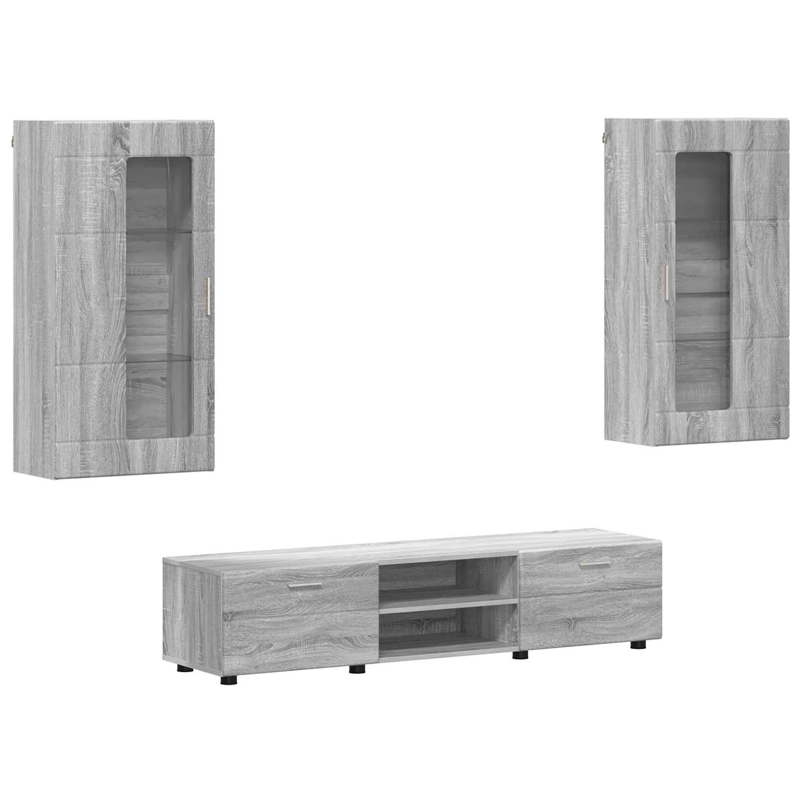Tv-meubelset met lade FLORIN 3 pcs Grijs Sonoma Bewerkt hout is nu te koop bij PeponiXL, paradijselijk wonen!
