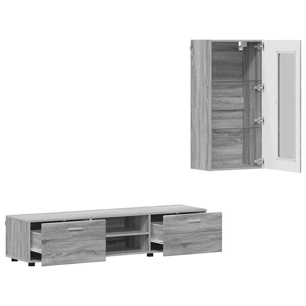 Tv-meubelset met lade FLORIN 3 pcs Grijs Sonoma Bewerkt hout is nu te koop bij PeponiXL, paradijselijk wonen!