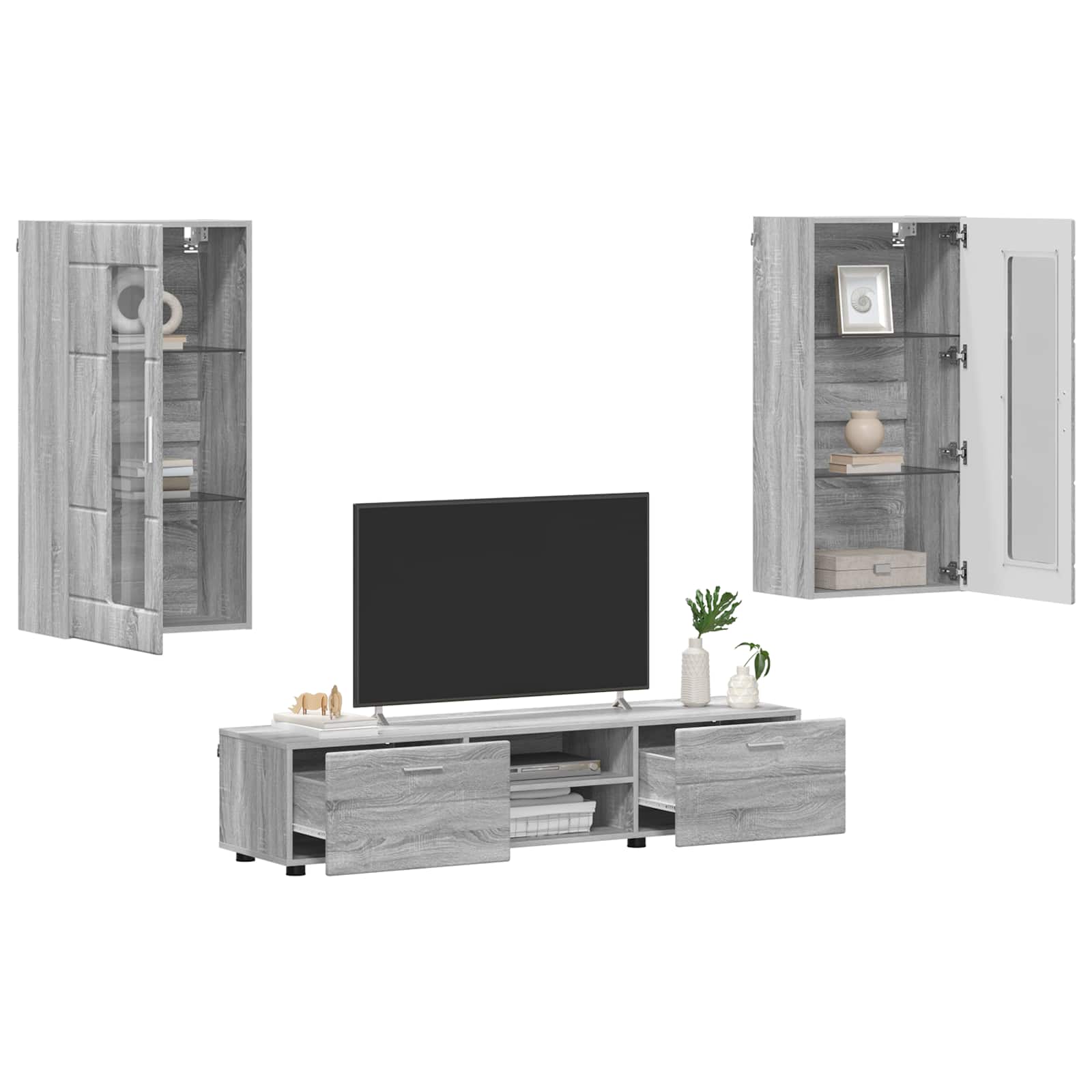 Tv-meubelset met lade FLORIN 3 pcs Grijs Sonoma Bewerkt hout is nu te koop bij PeponiXL, paradijselijk wonen!
