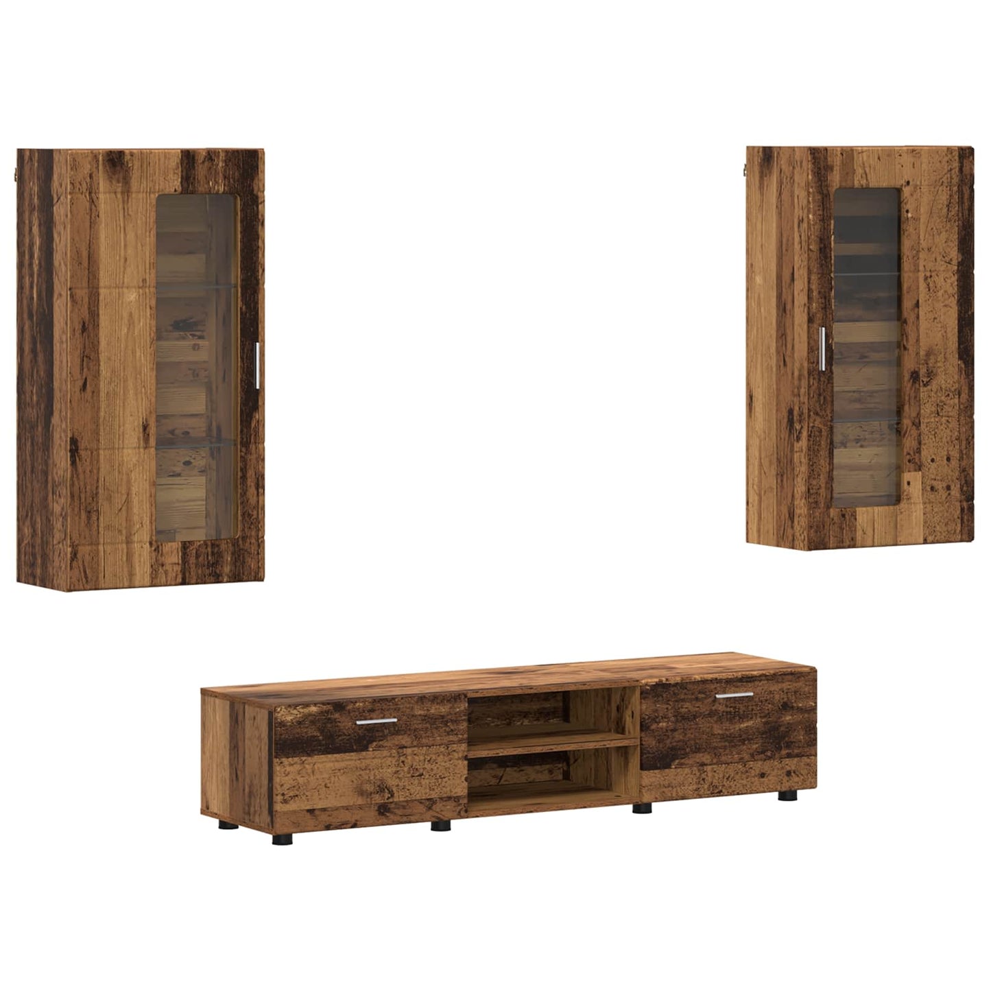 Tv-meubelset met lade FLORIN 3 pcs Oudhout Bewerkt hout is nu te koop bij PeponiXL, paradijselijk wonen!