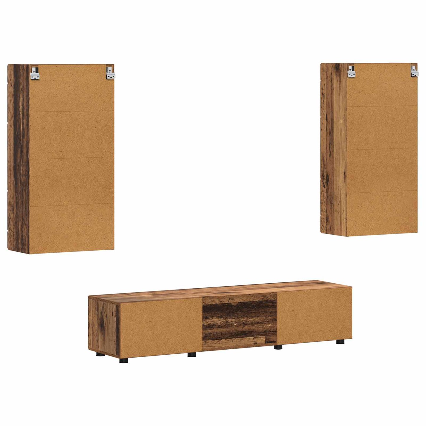 Tv-meubelset met lade FLORIN 3 pcs Oudhout Bewerkt hout is nu te koop bij PeponiXL, paradijselijk wonen!