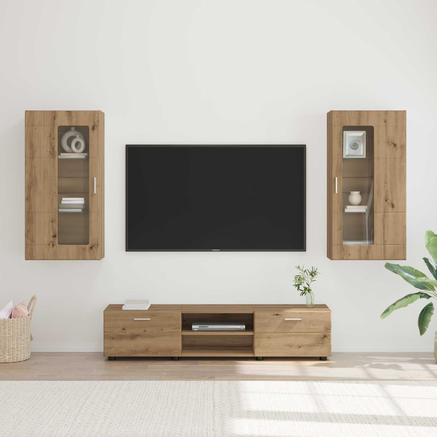 Tv-meubelset met lade FLORIN 3 pcs Artisan Eiken Bewerkt hout is nu te koop bij PeponiXL, paradijselijk wonen!