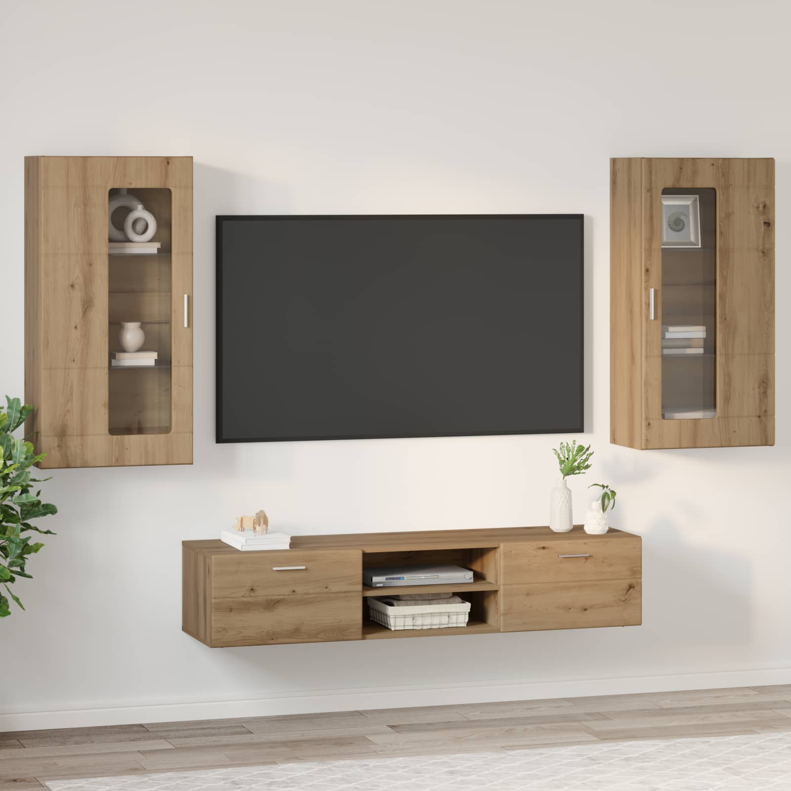 Tv-meubelset met lade FLORIN 3 pcs Artisan Eiken Bewerkt hout is nu te koop bij PeponiXL, paradijselijk wonen!