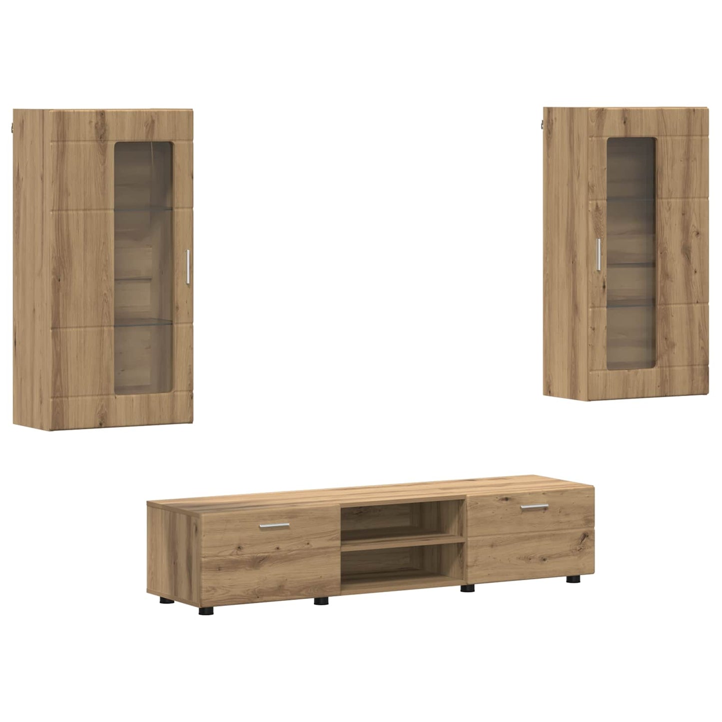 Tv-meubelset met lade FLORIN 3 pcs Artisan Eiken Bewerkt hout is nu te koop bij PeponiXL, paradijselijk wonen!