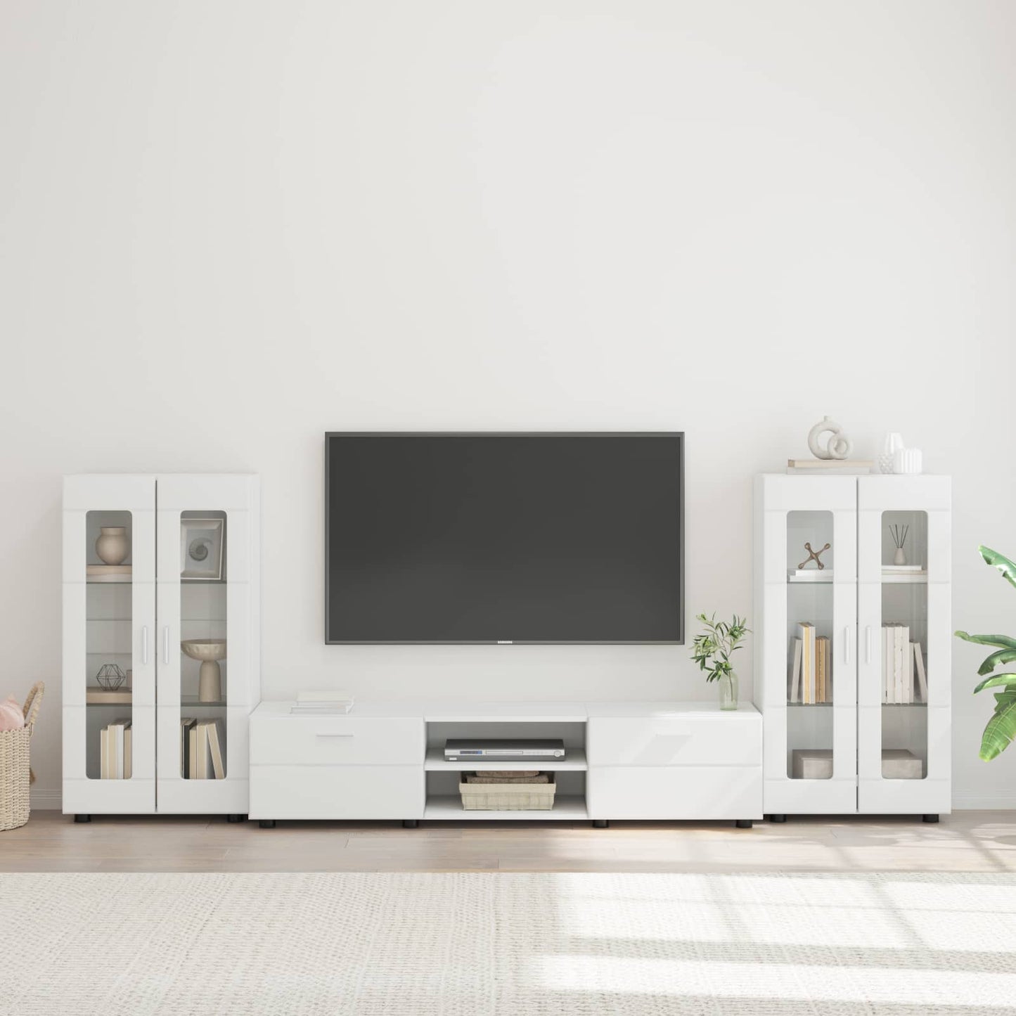 Tv-meubelset met lade met plank FLORIN 3 pcs Wit Bewerkt hout is nu te koop bij PeponiXL, paradijselijk wonen!