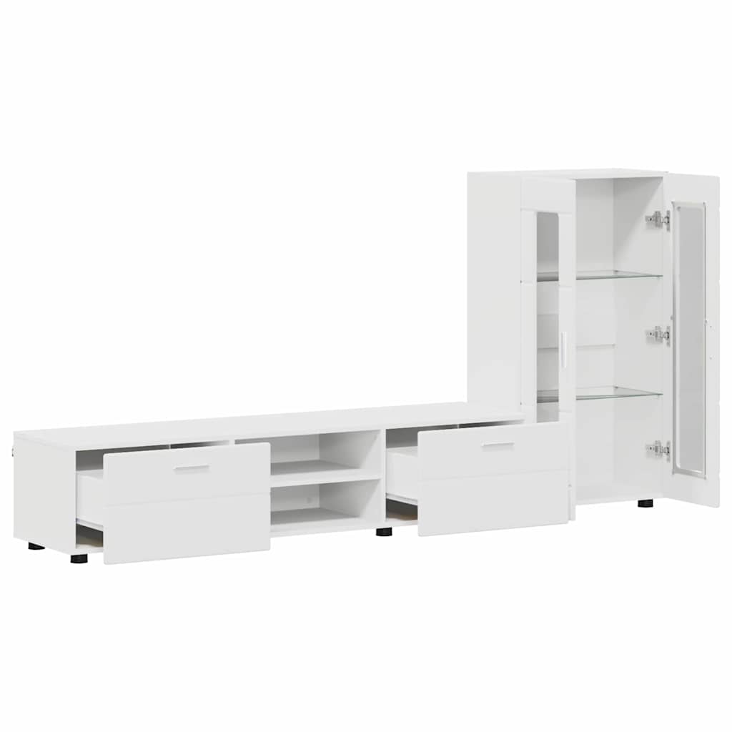 Tv-meubelset met lade met plank FLORIN 3 pcs Wit Bewerkt hout is nu te koop bij PeponiXL, paradijselijk wonen!