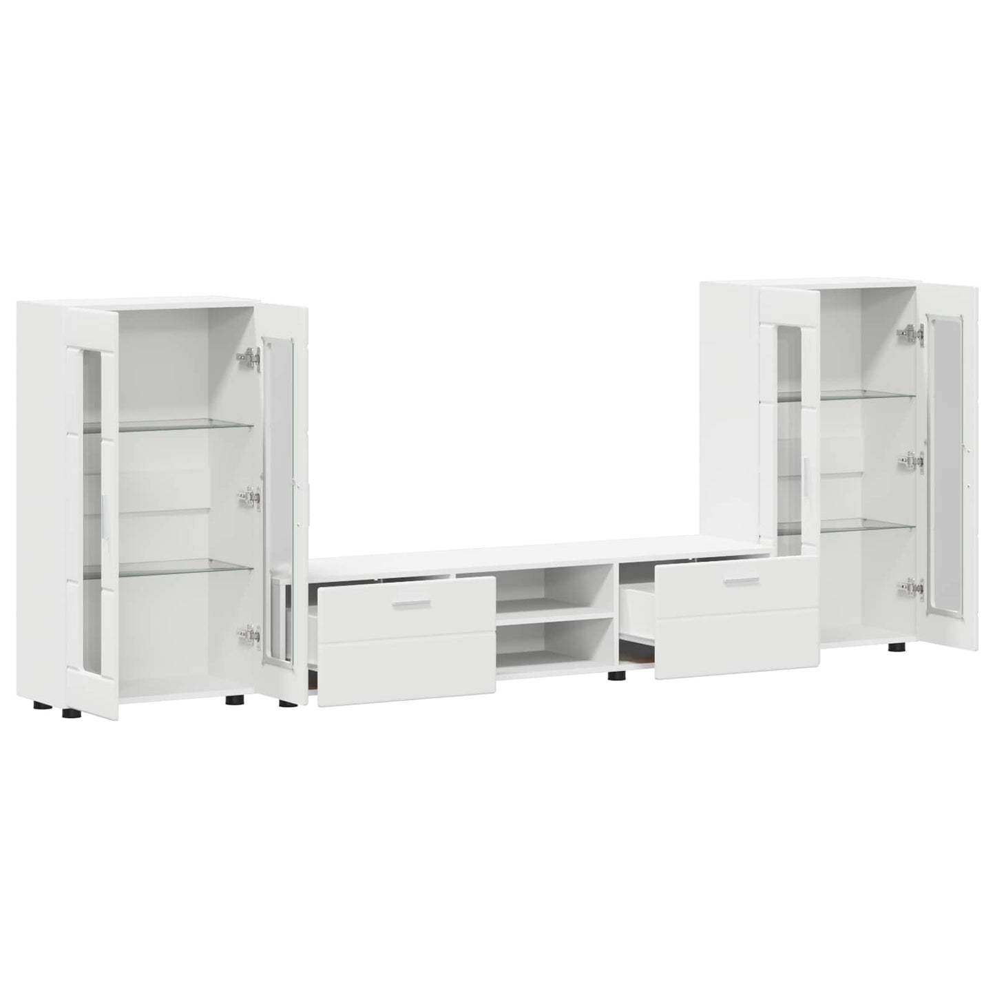Tv-meubelset met lade met plank FLORIN 3 pcs Wit Bewerkt hout is nu te koop bij PeponiXL, paradijselijk wonen!
