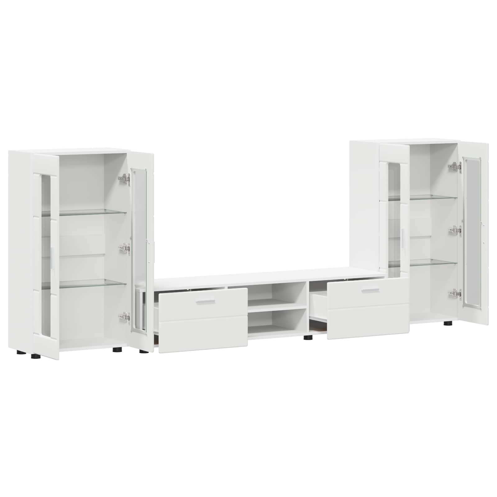 Tv-meubelset met lade met plank FLORIN 3 pcs Wit Bewerkt hout is nu te koop bij PeponiXL, paradijselijk wonen!