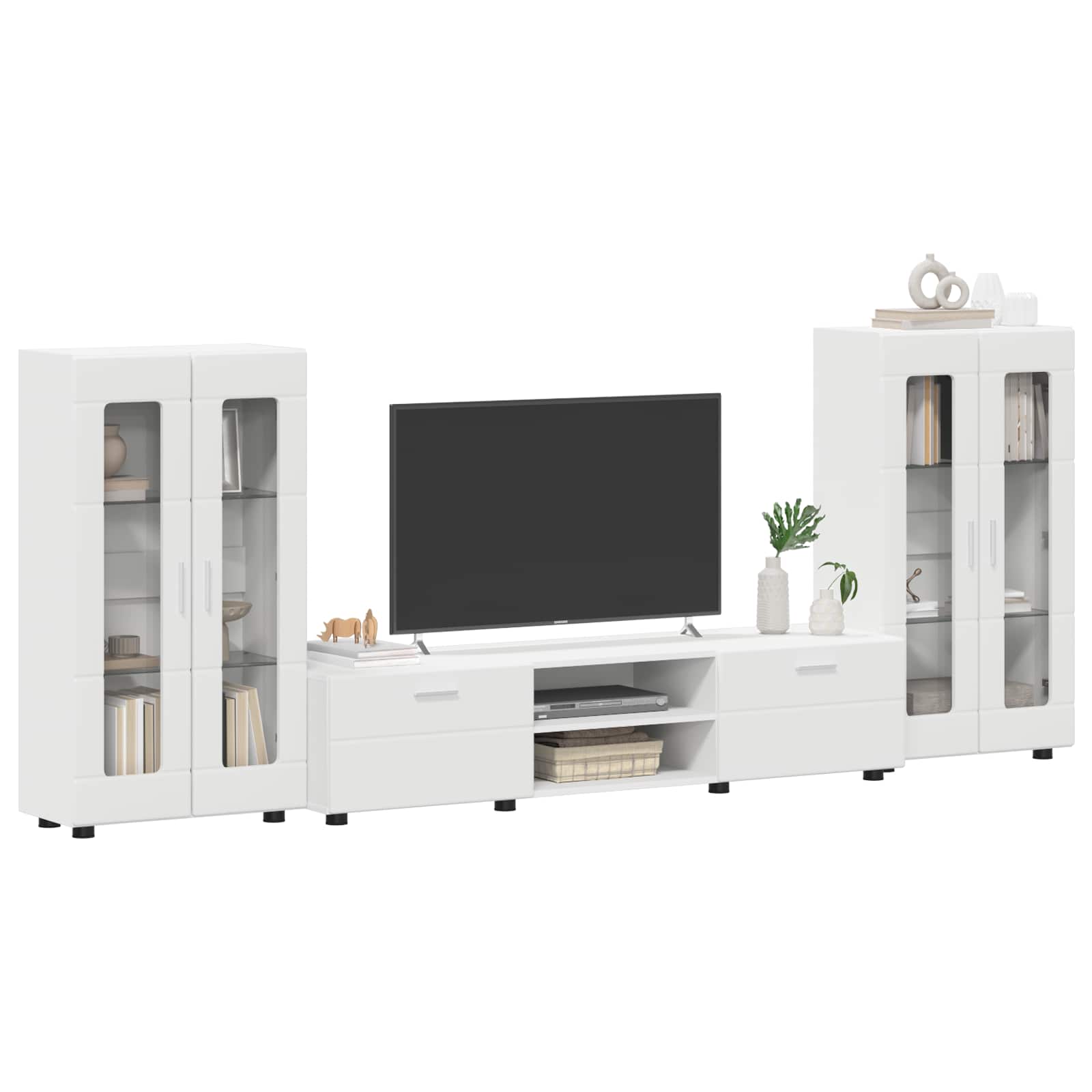 Tv-meubelset met lade met plank FLORIN 3 pcs Wit Bewerkt hout is nu te koop bij PeponiXL, paradijselijk wonen!