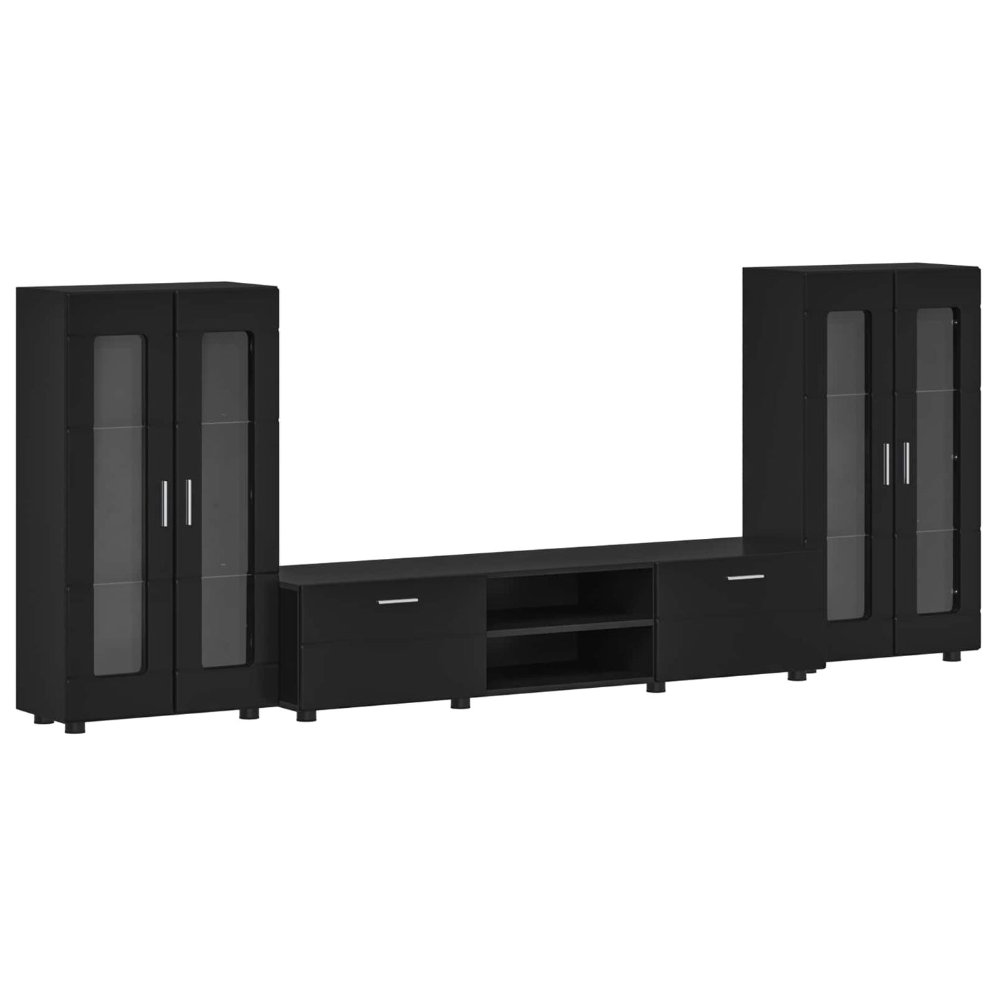 Tv-meubelset met lade met plank FLORIN 3 pcs Zwart Bewerkt hout is nu te koop bij PeponiXL, paradijselijk wonen!
