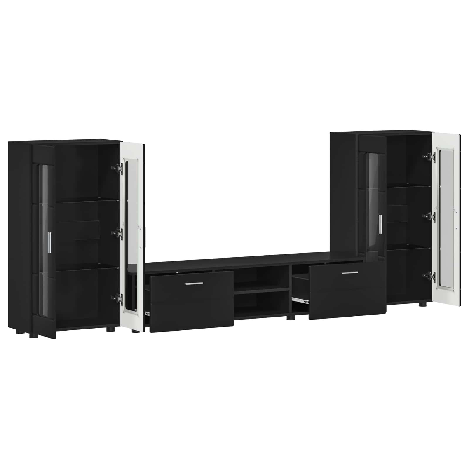 Tv-meubelset met lade met plank FLORIN 3 pcs Zwart Bewerkt hout is nu te koop bij PeponiXL, paradijselijk wonen!