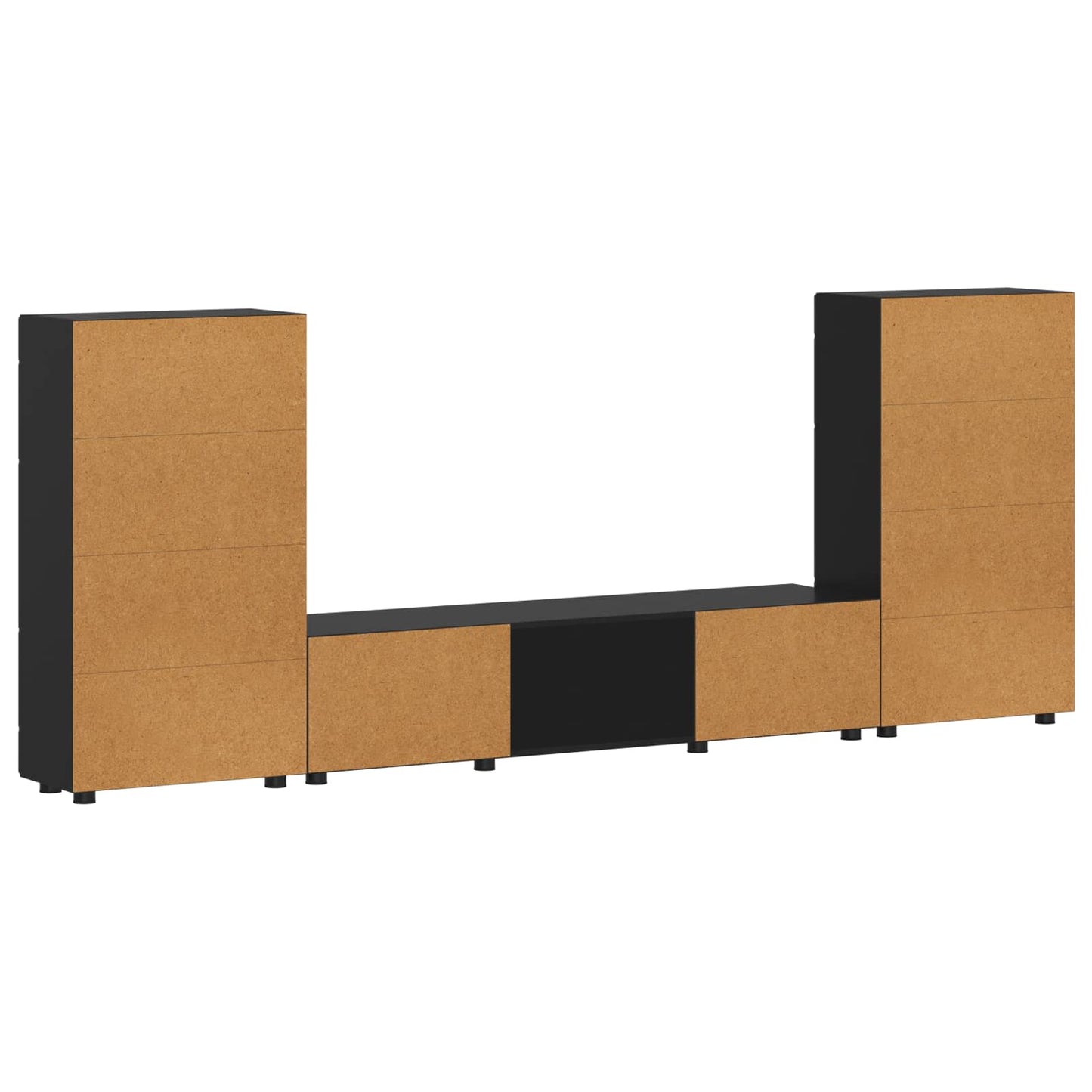 Tv-meubelset met lade met plank FLORIN 3 pcs Zwart Bewerkt hout is nu te koop bij PeponiXL, paradijselijk wonen!