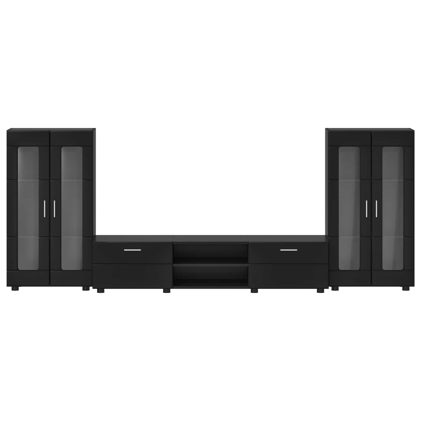 Tv-meubelset met lade met plank FLORIN 3 pcs Zwart Bewerkt hout is nu te koop bij PeponiXL, paradijselijk wonen!