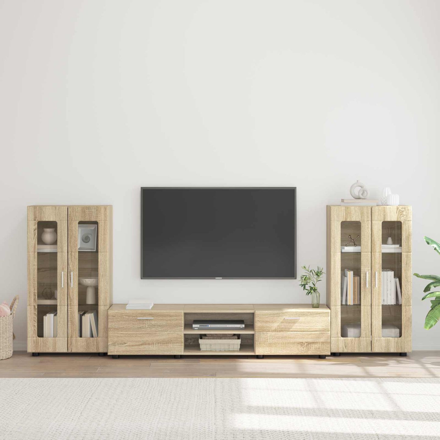 Tv-meubelset met lade FLORIN 3 pcs Sonoma Eiken Bewerkt hout is nu te koop bij PeponiXL, paradijselijk wonen!