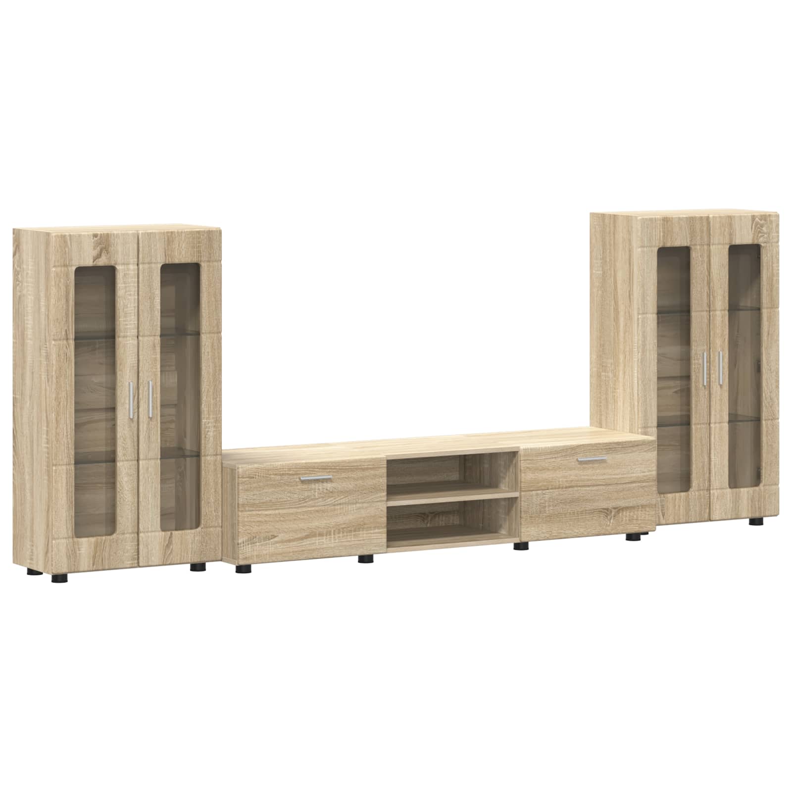 Tv-meubelset met lade FLORIN 3 pcs Sonoma Eiken Bewerkt hout is nu te koop bij PeponiXL, paradijselijk wonen!