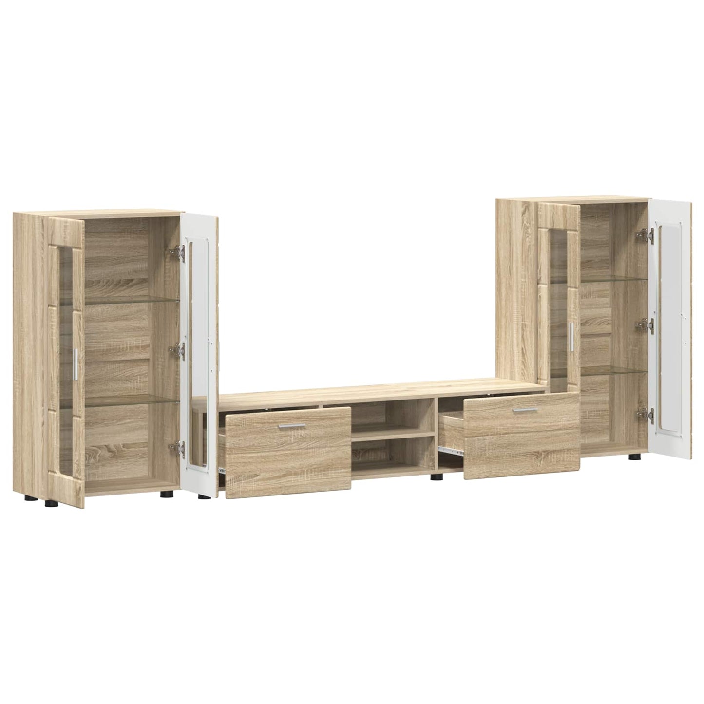 Tv-meubelset met lade FLORIN 3 pcs Sonoma Eiken Bewerkt hout is nu te koop bij PeponiXL, paradijselijk wonen!