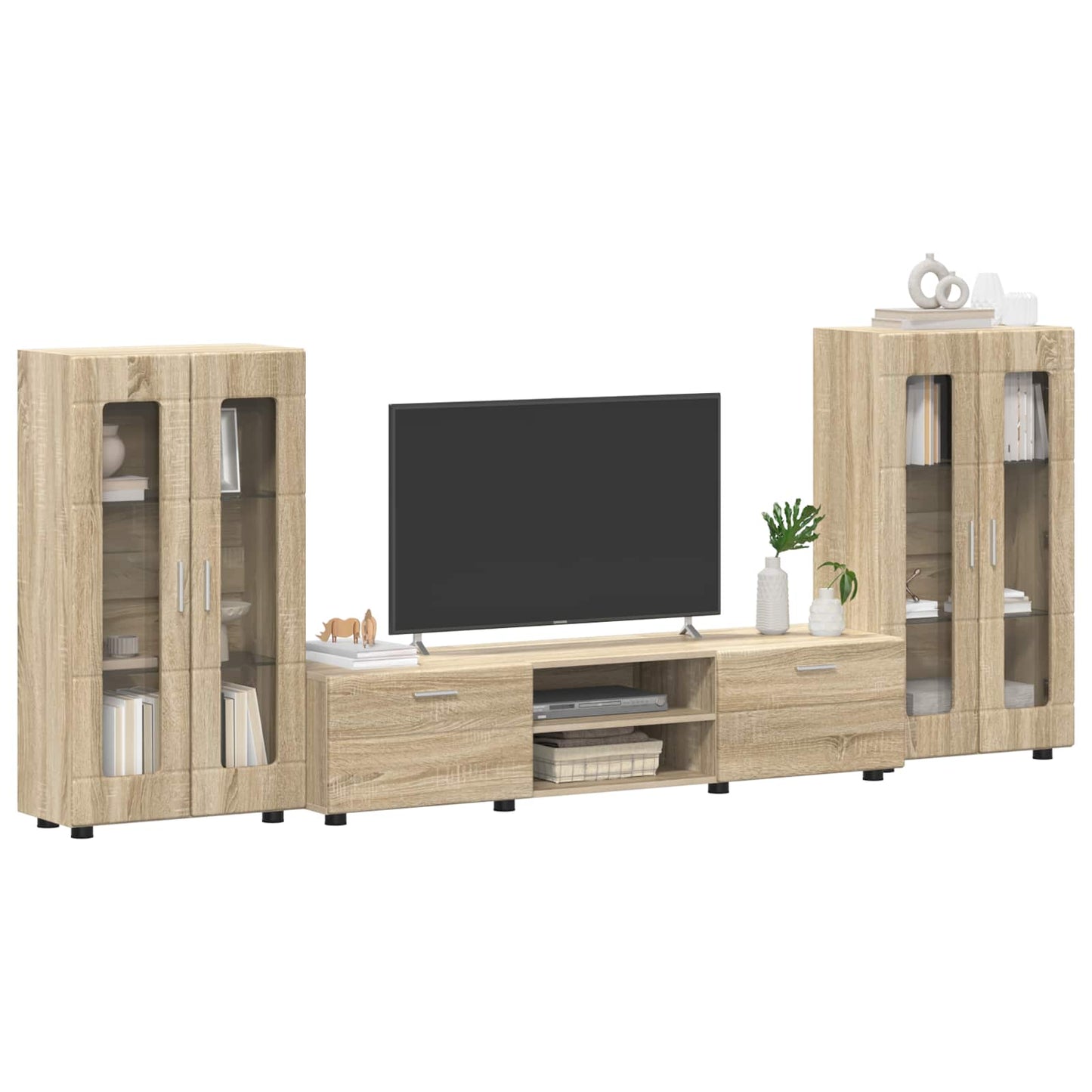 Tv-meubelset met lade FLORIN 3 pcs Sonoma Eiken Bewerkt hout is nu te koop bij PeponiXL, paradijselijk wonen!