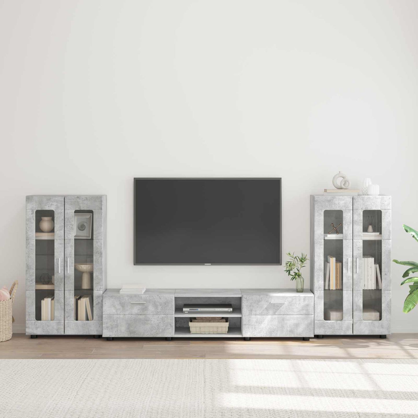 Tv-meubelset met lade FLORIN 3 pcs Beton Grijs Bewerkt hout is nu te koop bij PeponiXL, paradijselijk wonen!