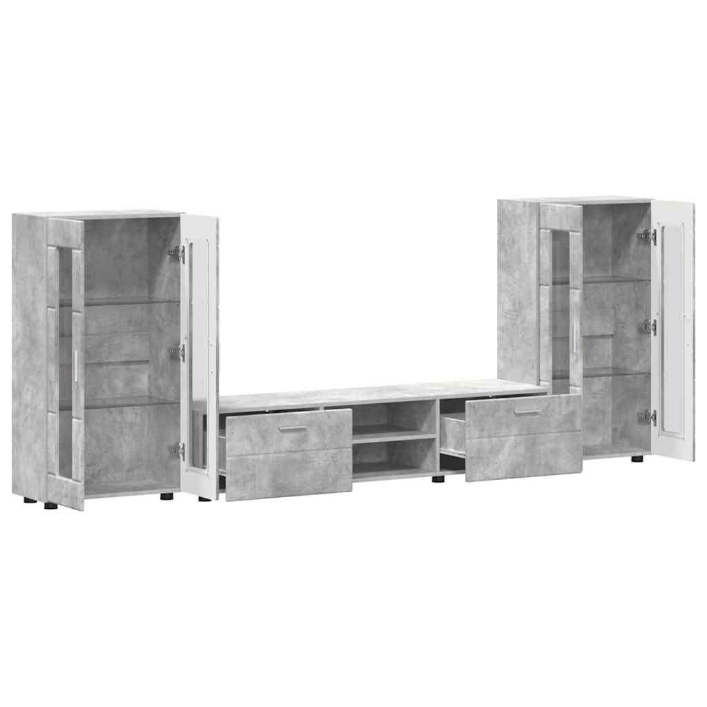 Tv-meubelset met lade FLORIN 3 pcs Beton Grijs Bewerkt hout is nu te koop bij PeponiXL, paradijselijk wonen!