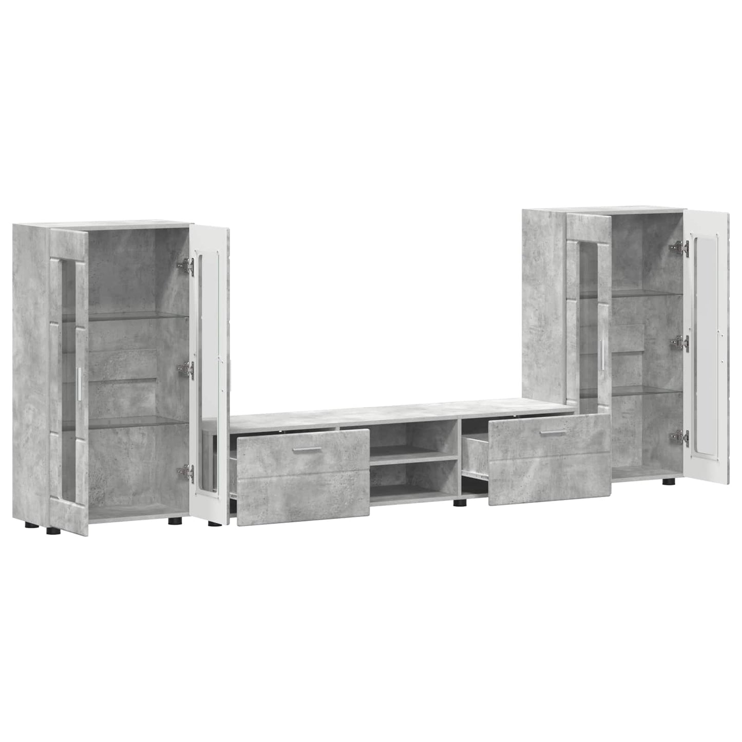 Tv-meubelset met lade FLORIN 3 pcs Beton Grijs Bewerkt hout is nu te koop bij PeponiXL, paradijselijk wonen!