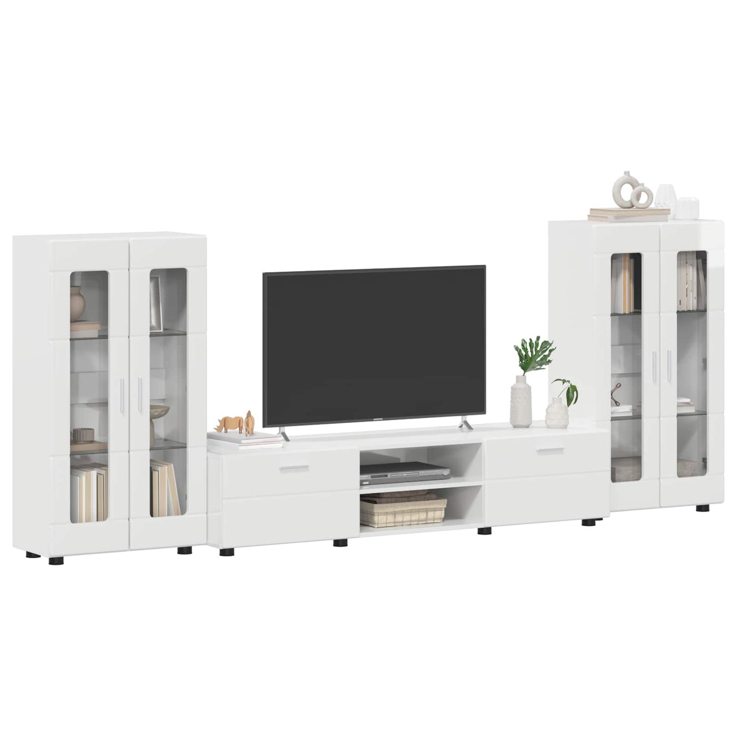 Tv-meubelset met lade FLORIN 3 pcs Hoogglans wit Bewerkt hout is nu te koop bij PeponiXL, paradijselijk wonen!