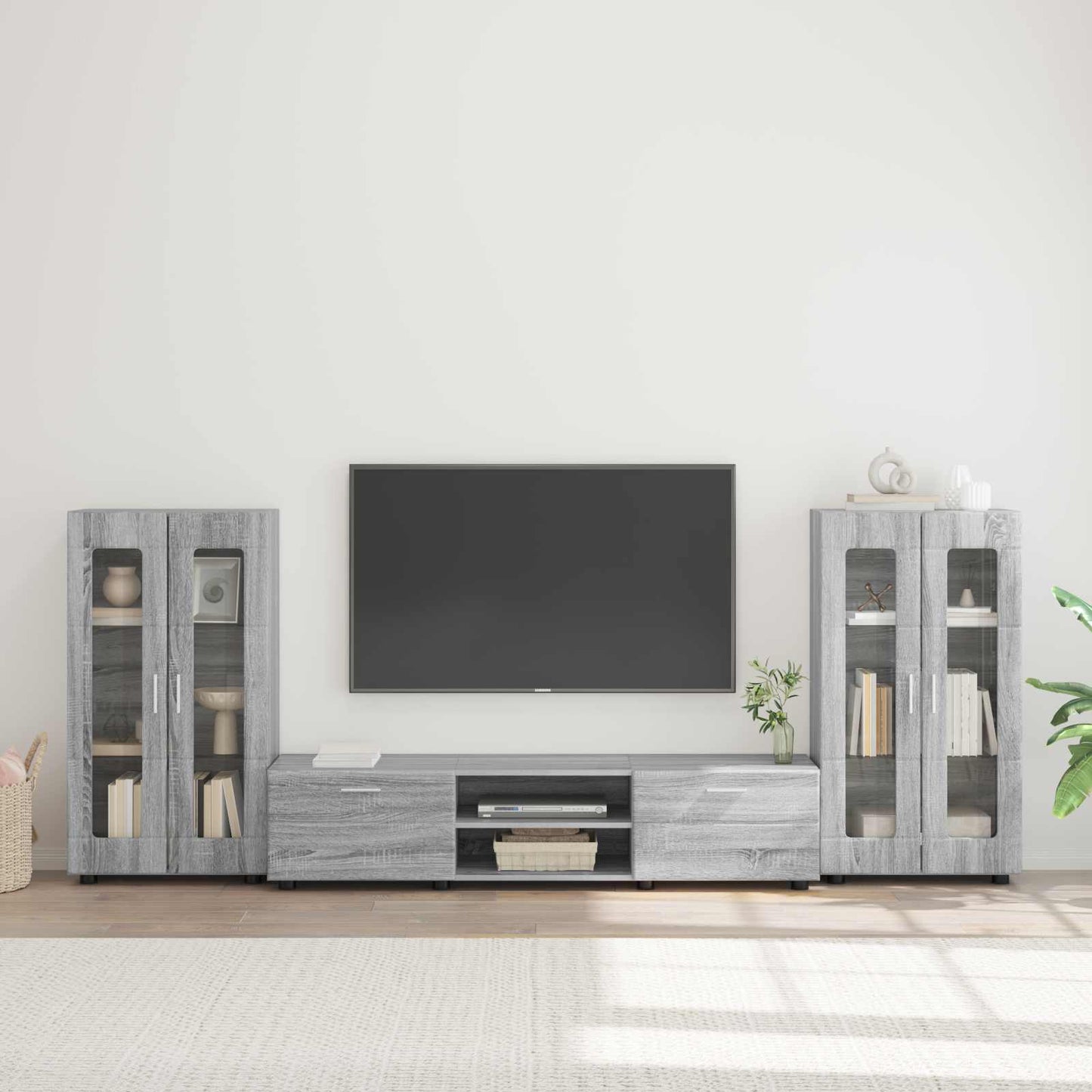Tv-meubelset met lade FLORIN 3 pcs Grijs Sonoma Bewerkt hout is nu te koop bij PeponiXL, paradijselijk wonen!