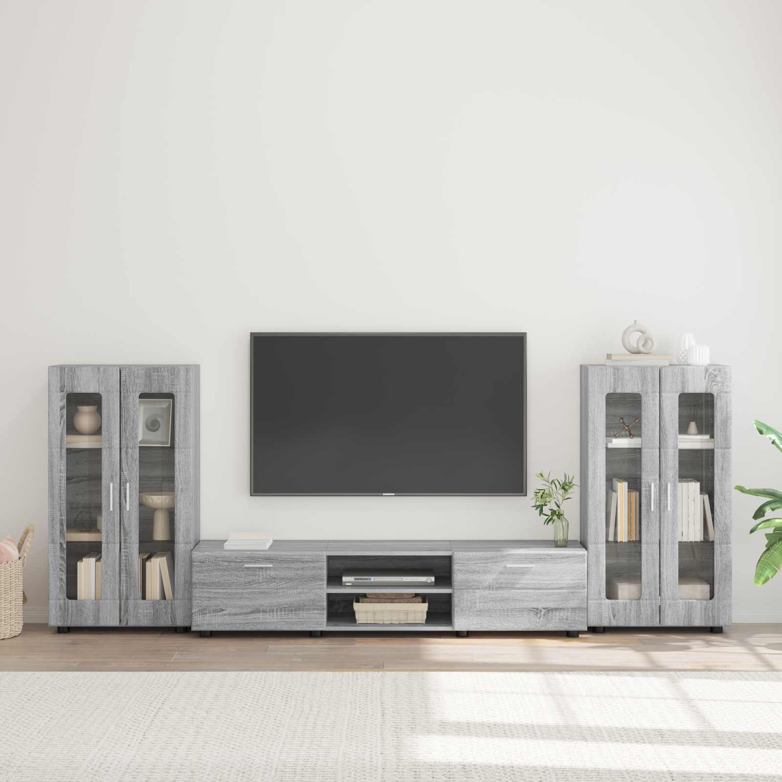 Tv-meubelset met lade FLORIN 3 pcs Grijs Sonoma Bewerkt hout is nu te koop bij PeponiXL, paradijselijk wonen!
