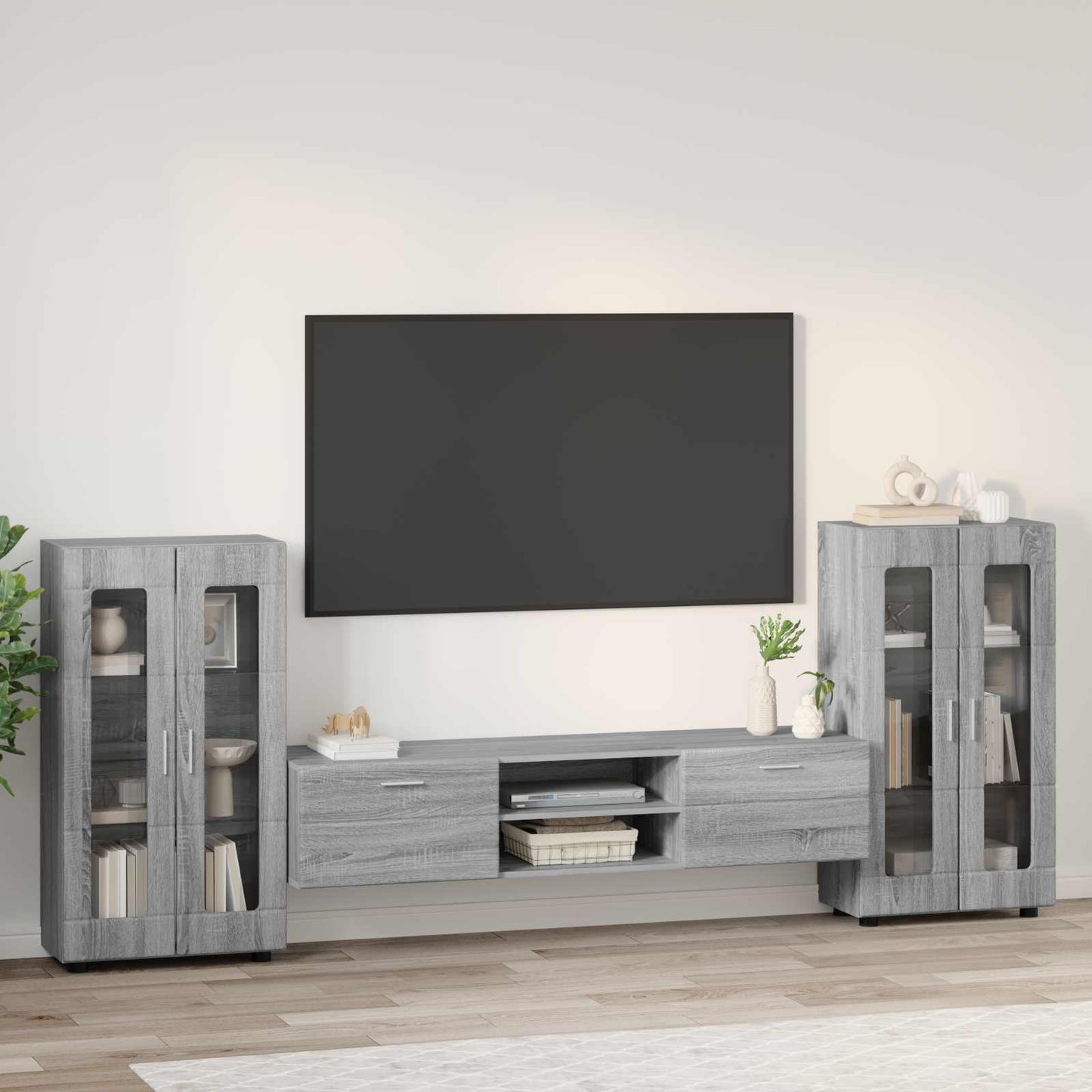 Tv-meubelset met lade FLORIN 3 pcs Grijs Sonoma Bewerkt hout is nu te koop bij PeponiXL, paradijselijk wonen!
