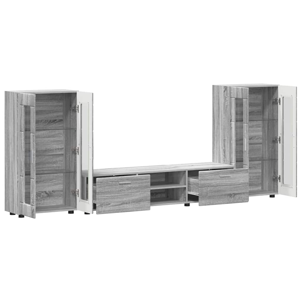 Tv-meubelset met lade FLORIN 3 pcs Grijs Sonoma Bewerkt hout is nu te koop bij PeponiXL, paradijselijk wonen!