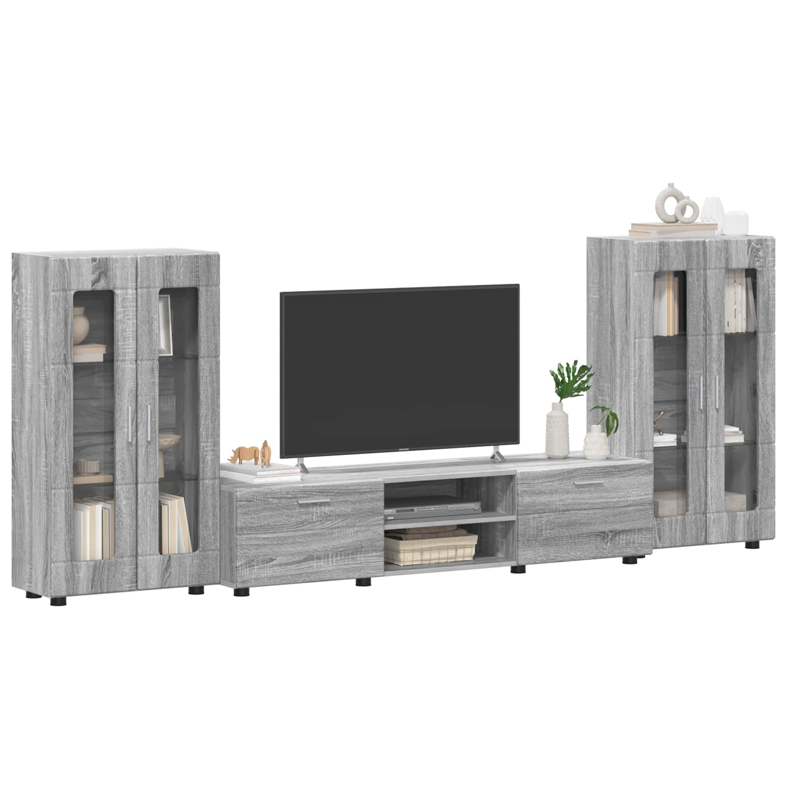 Tv-meubelset met lade FLORIN 3 pcs Grijs Sonoma Bewerkt hout is nu te koop bij PeponiXL, paradijselijk wonen!