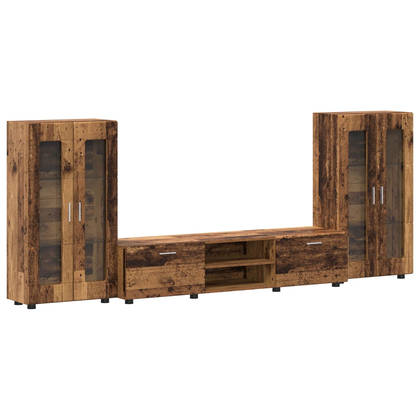 Tv-meubelset met lade FLORIN 3 pcs Oudhout Bewerkt hout is nu te koop bij PeponiXL, paradijselijk wonen!