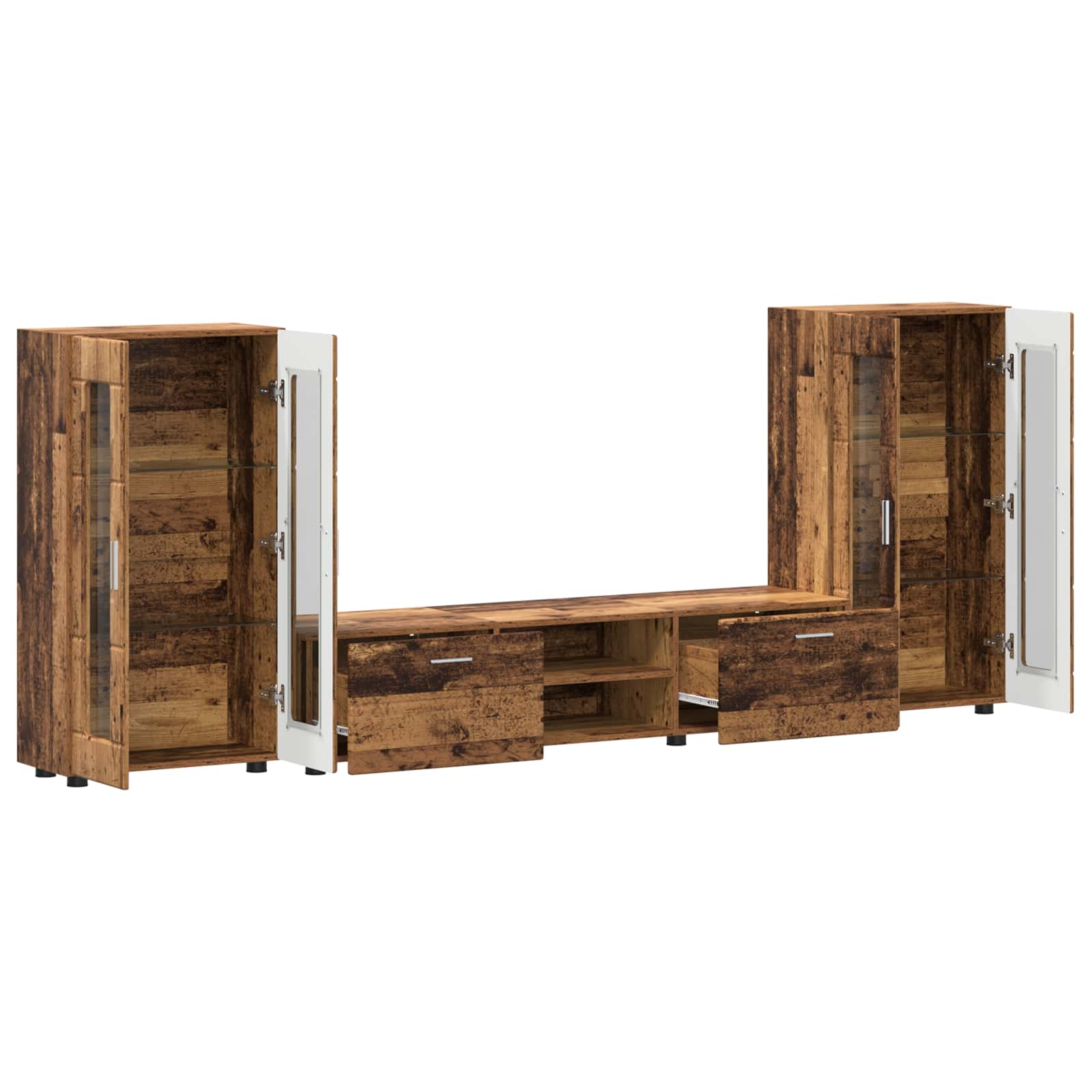 Tv-meubelset met lade FLORIN 3 pcs Oudhout Bewerkt hout is nu te koop bij PeponiXL, paradijselijk wonen!