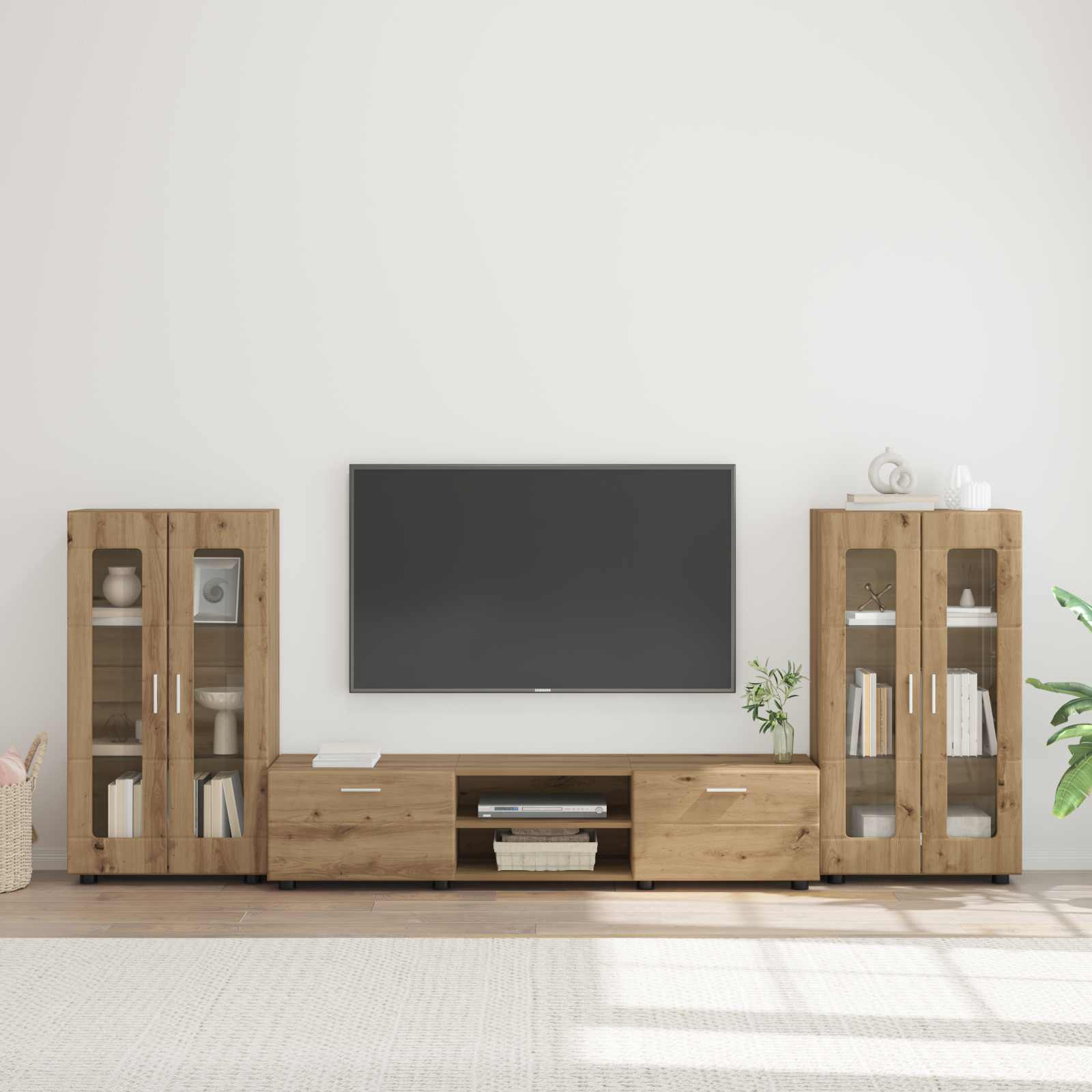 Tv-meubelset met lade FLORIN 3 pcs Artisan Eiken Bewerkt hout is nu te koop bij PeponiXL, paradijselijk wonen!
