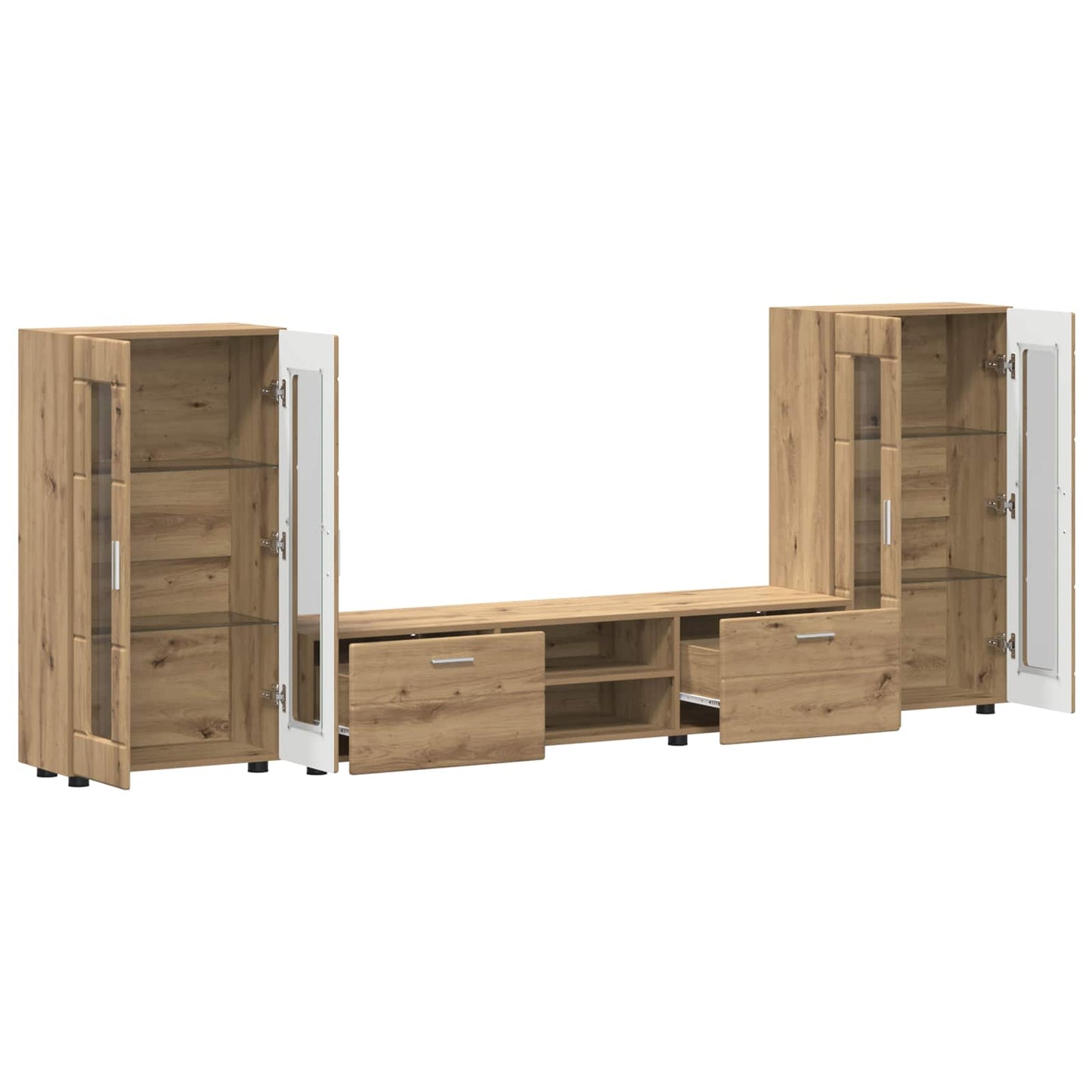 Tv-meubelset met lade FLORIN 3 pcs Artisan Eiken Bewerkt hout is nu te koop bij PeponiXL, paradijselijk wonen!