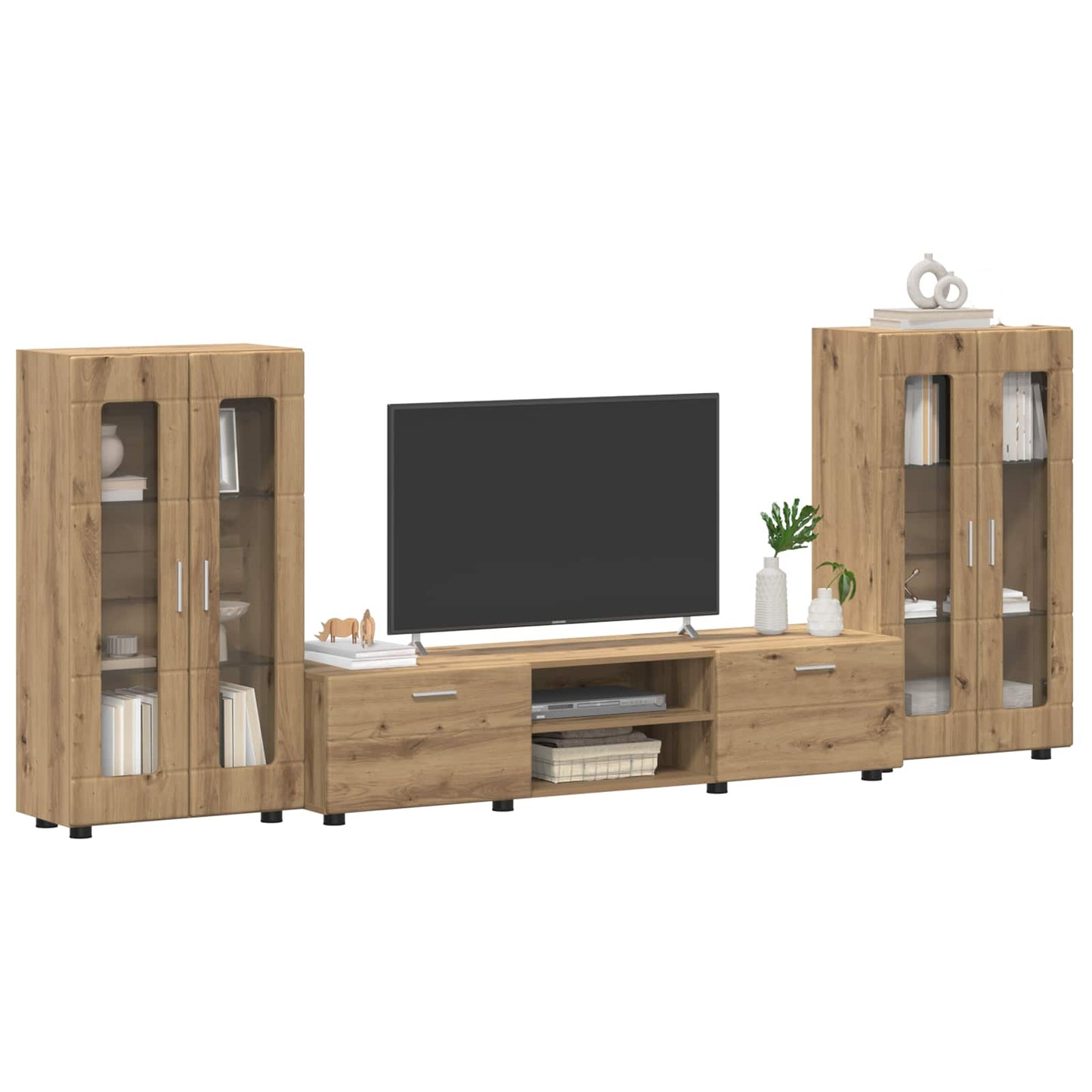 Tv-meubelset met lade FLORIN 3 pcs Artisan Eiken Bewerkt hout is nu te koop bij PeponiXL, paradijselijk wonen!