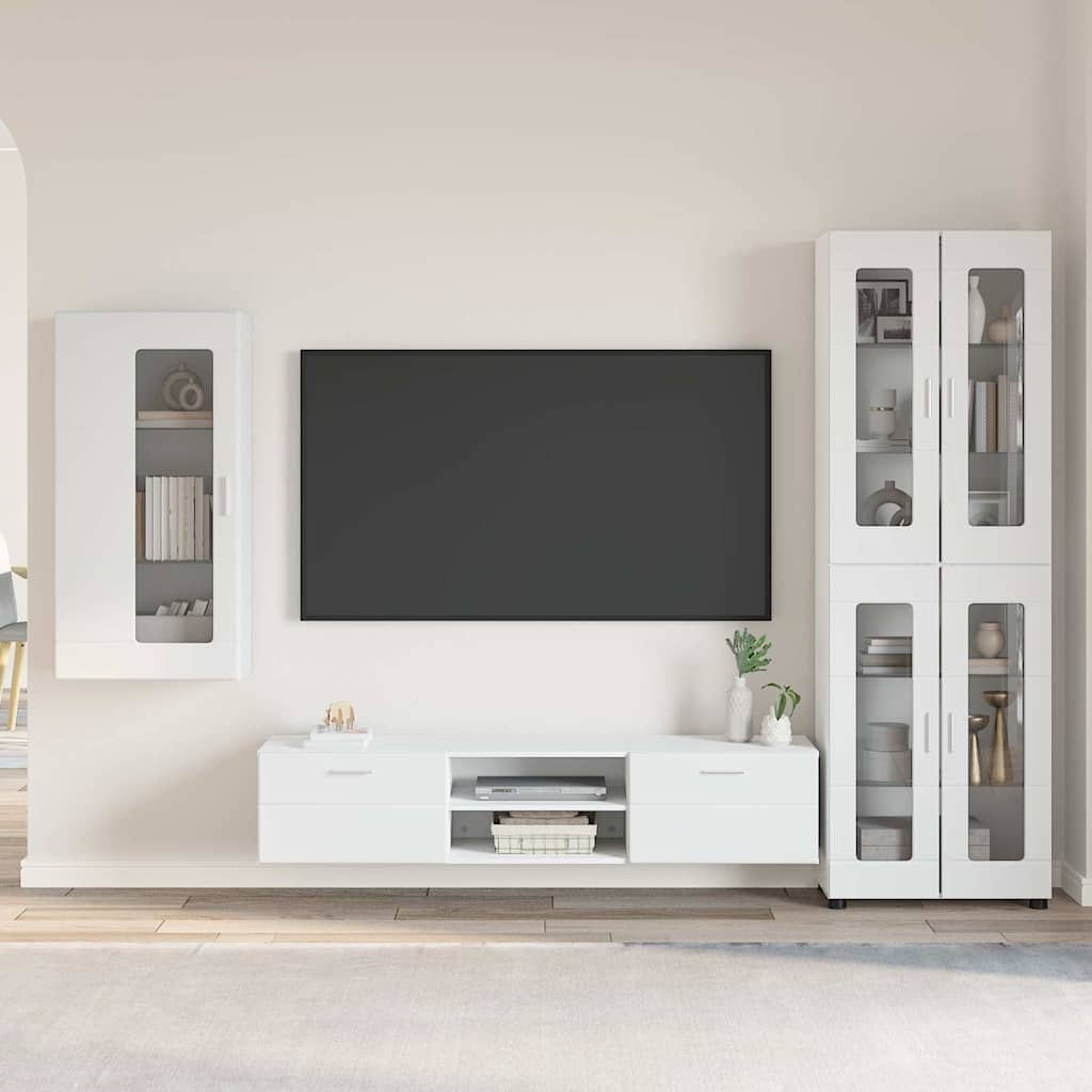 Tv-meubelset met lade met plank FLORIN 3 pcs Wit Bewerkt hout is nu te koop bij PeponiXL, paradijselijk wonen!