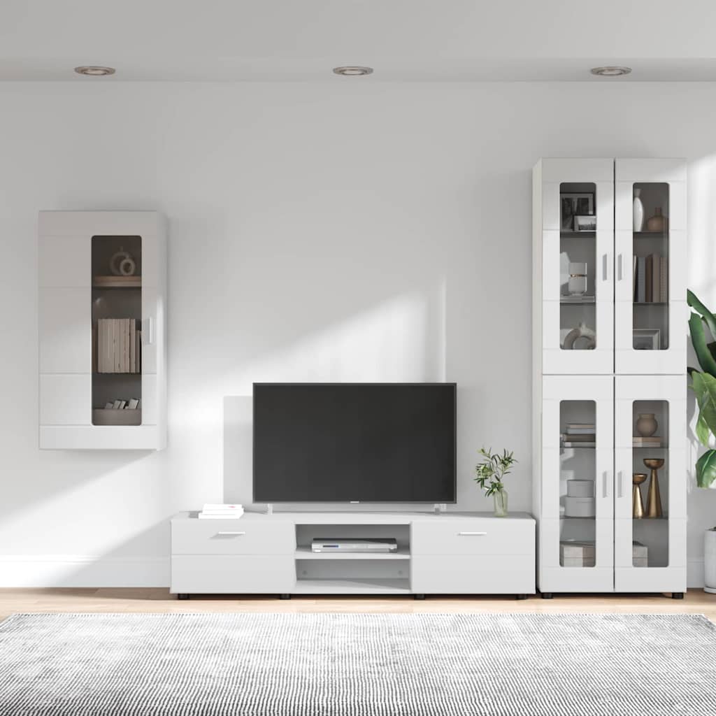 Tv-meubelset met lade met plank FLORIN 3 pcs Wit Bewerkt hout is nu te koop bij PeponiXL, paradijselijk wonen!